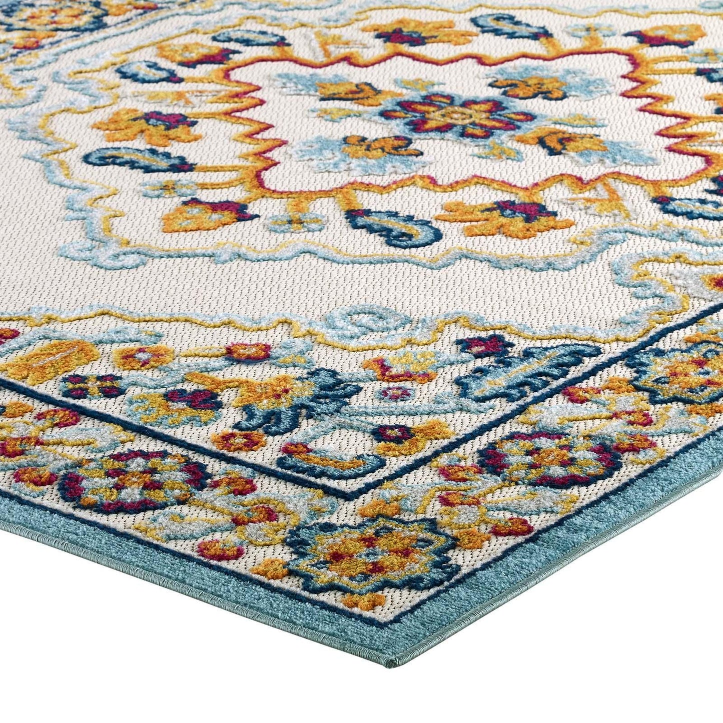 Modway Reflect Ansel Distressed Floral Persian Medallion Indoor and Outdoor Area Rug FredCo