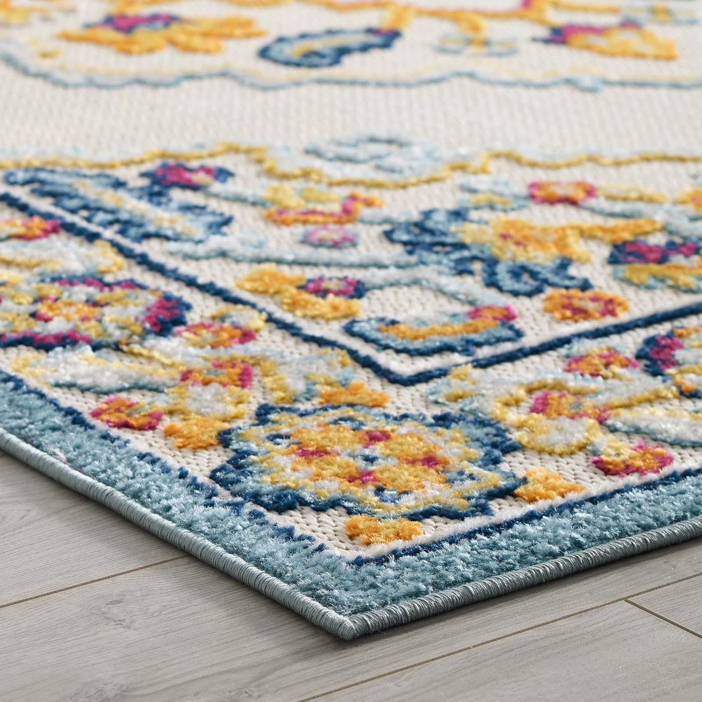 Modway Reflect Ansel Distressed Floral Persian Medallion Indoor and Outdoor Area Rug FredCo