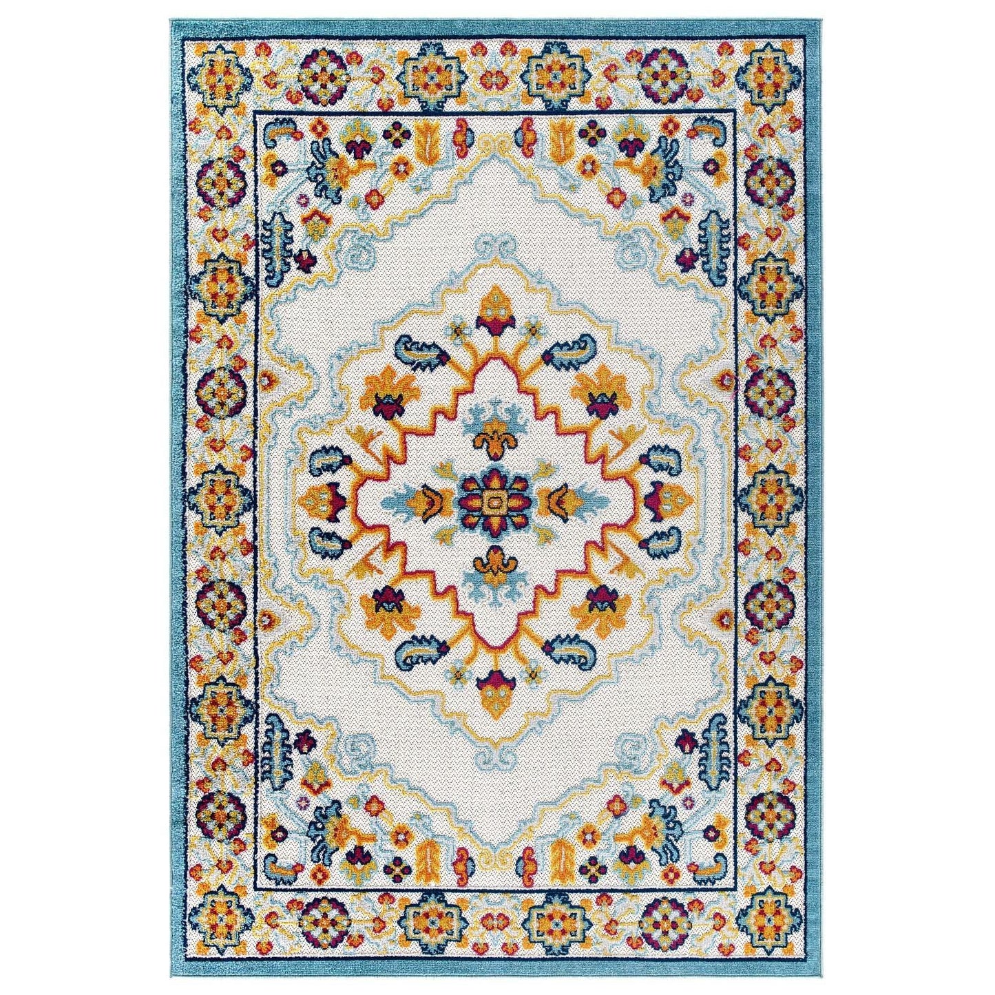 Modway Reflect Ansel Distressed Floral Persian Medallion Indoor and Outdoor Area Rug FredCo
