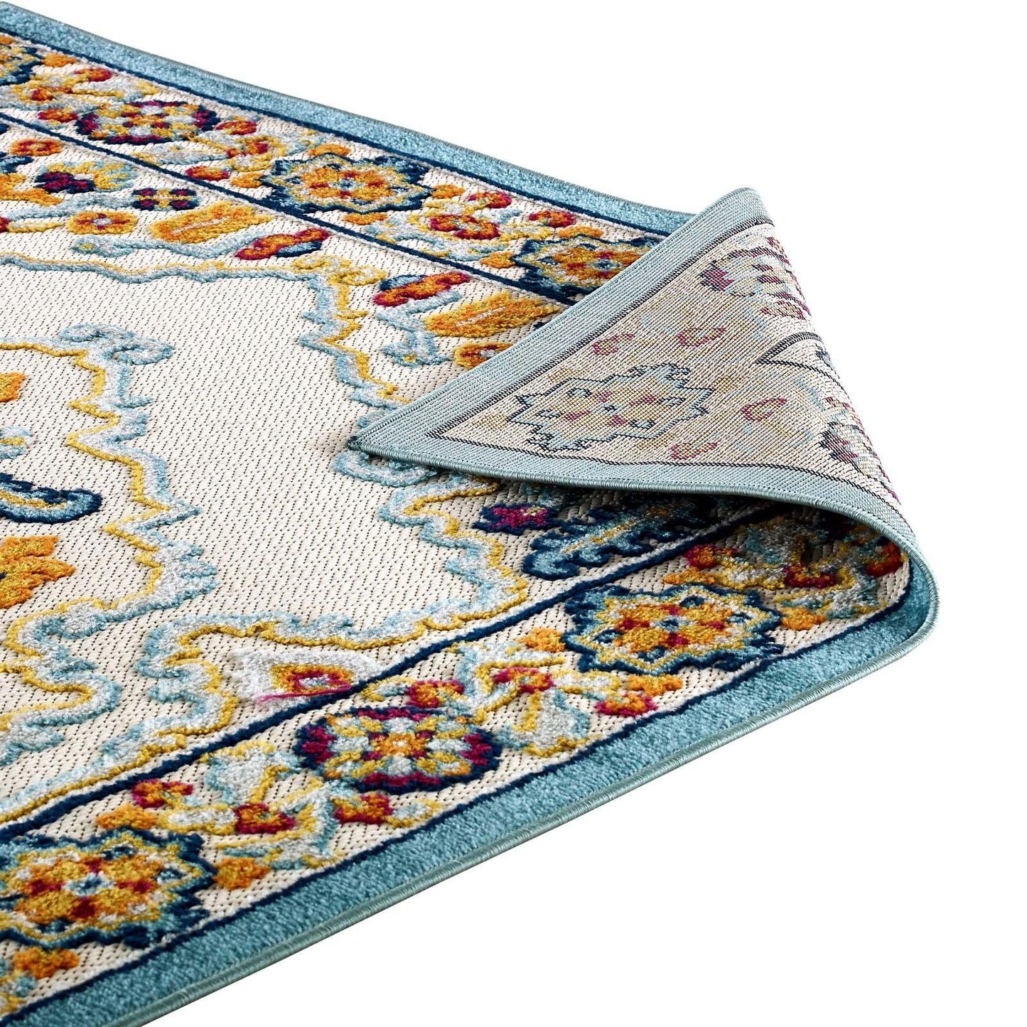 Modway Reflect Ansel Distressed Floral Persian Medallion Indoor and Outdoor Area Rug FredCo