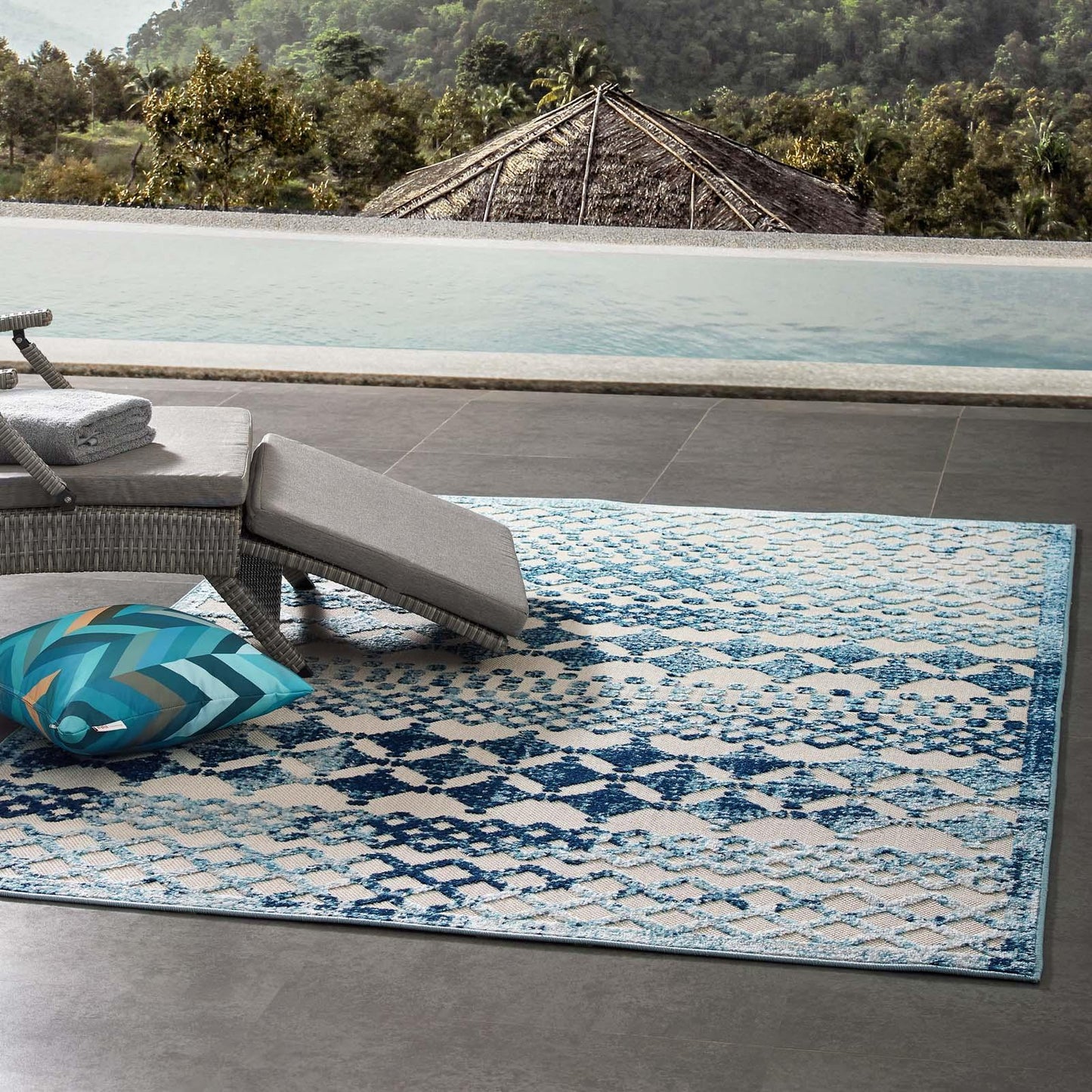 Modway Reflect Giada Abstract Diamond Moroccan Trellis Indoor/Outdoor Area Rug FredCo