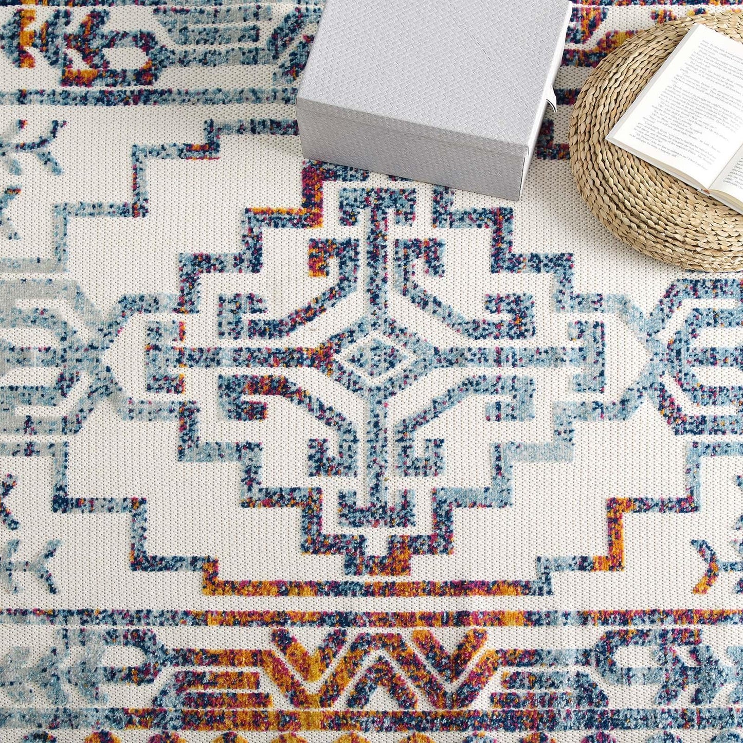 Modway Reflect Nyssa Distressed Geometric Southwestern Aztec Indoor/Outdoor Area Rug FredCo