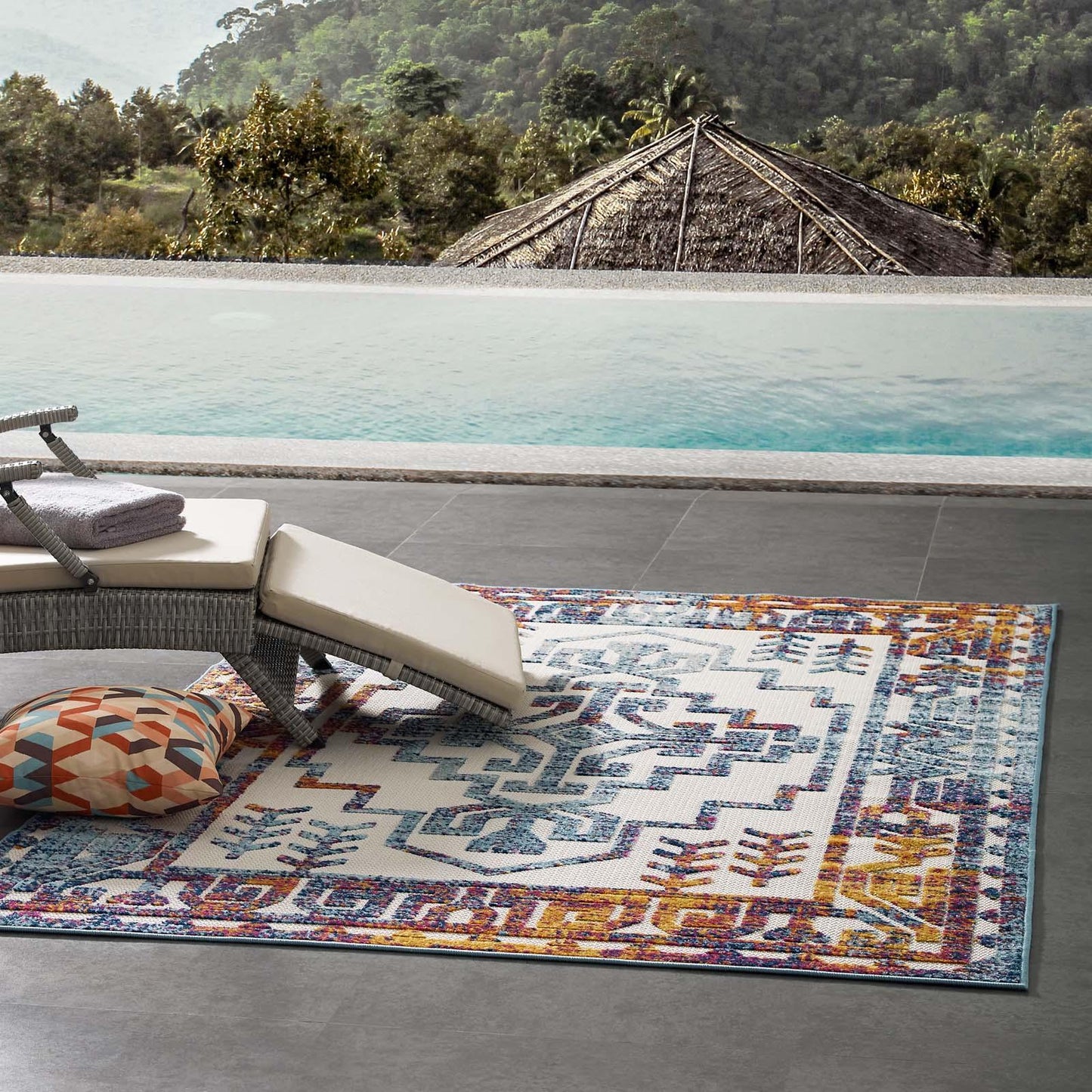 Modway Reflect Nyssa Distressed Geometric Southwestern Aztec Indoor/Outdoor Area Rug FredCo