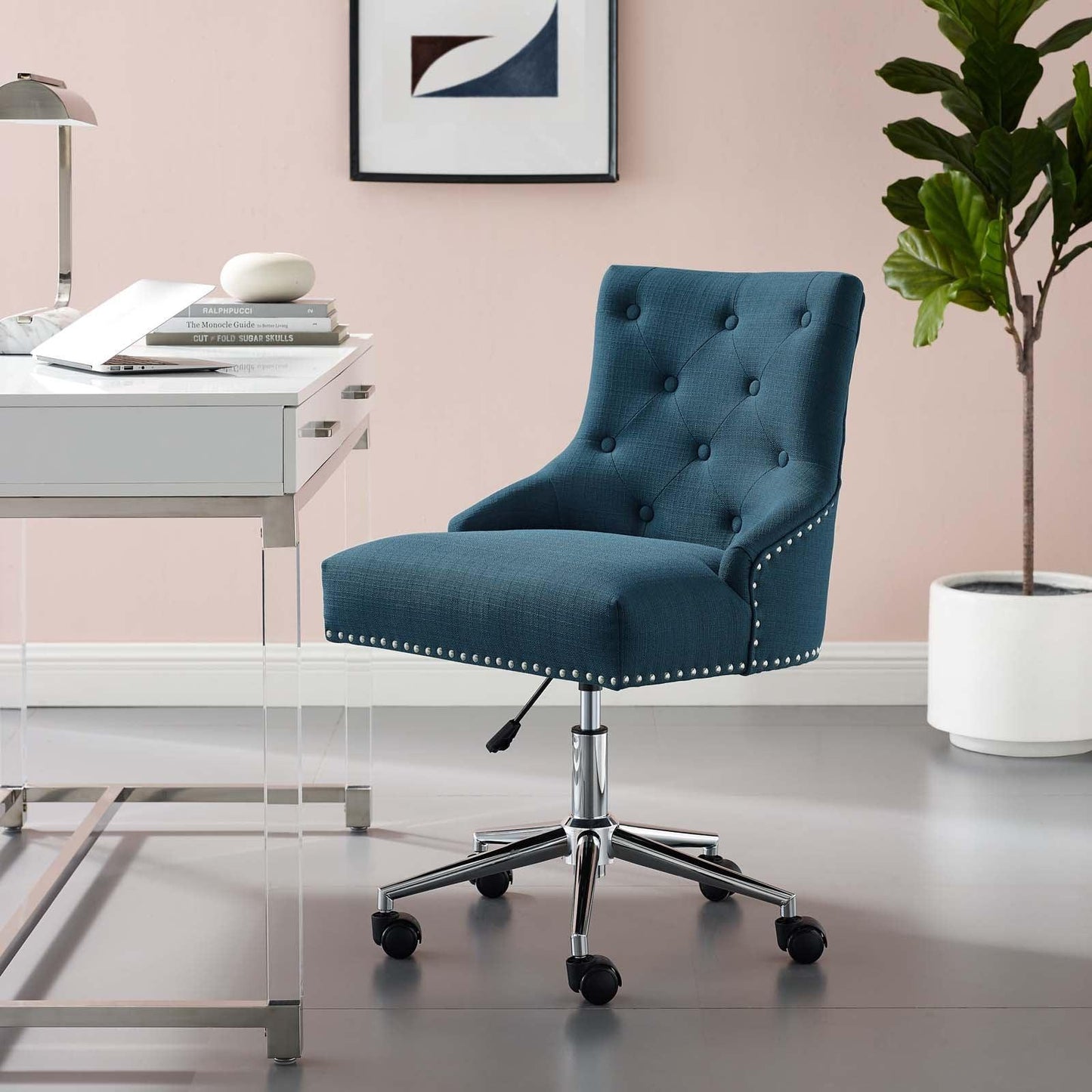 Modway Regent Tufted Button Swivel Upholstered Fabric Office Chair FredCo