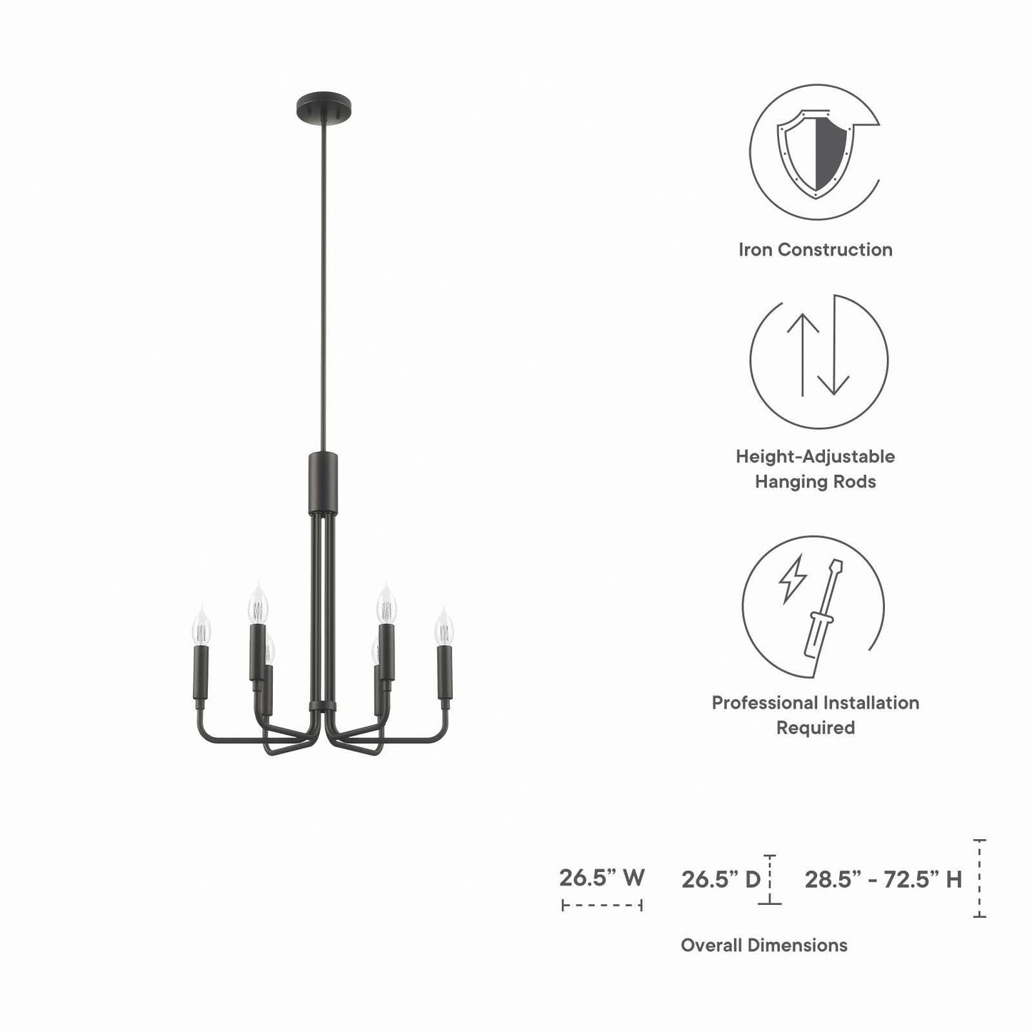Modway Rekindle 6-Light Chandelier FredCo