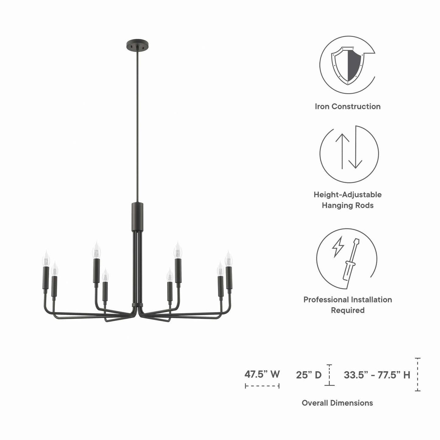 Modway Rekindle 8-Light Chandelier FredCo
