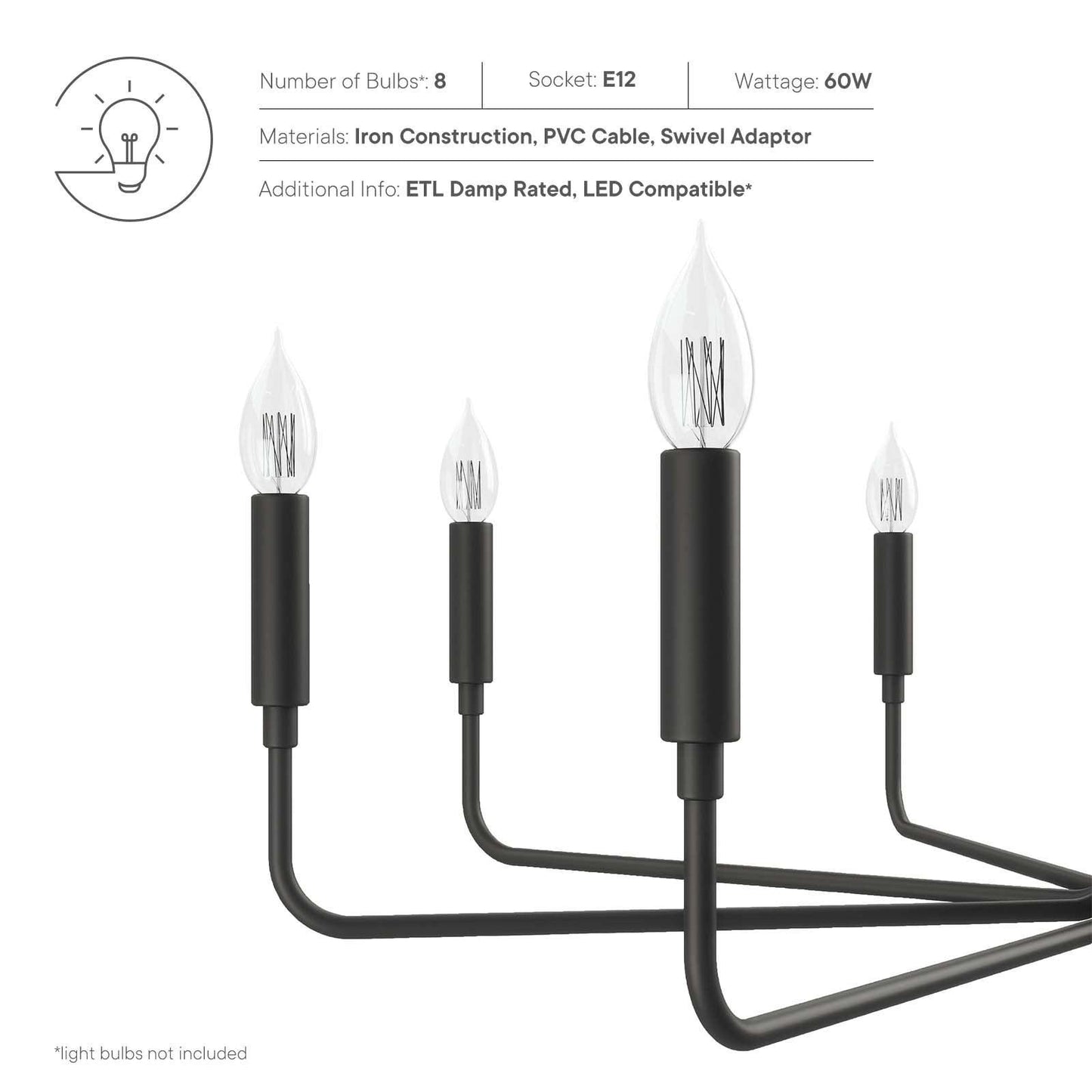 Modway Rekindle 8-Light Chandelier FredCo
