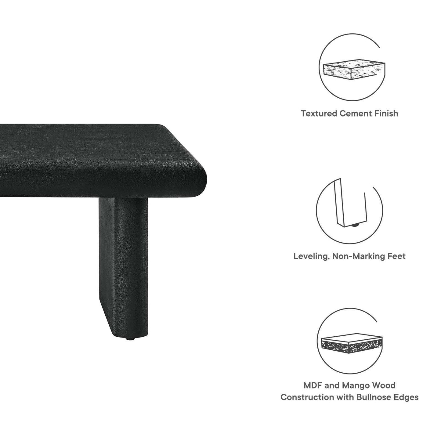 Modway Relic Concrete Textured Coffee Table, EEI-6578 FredCo