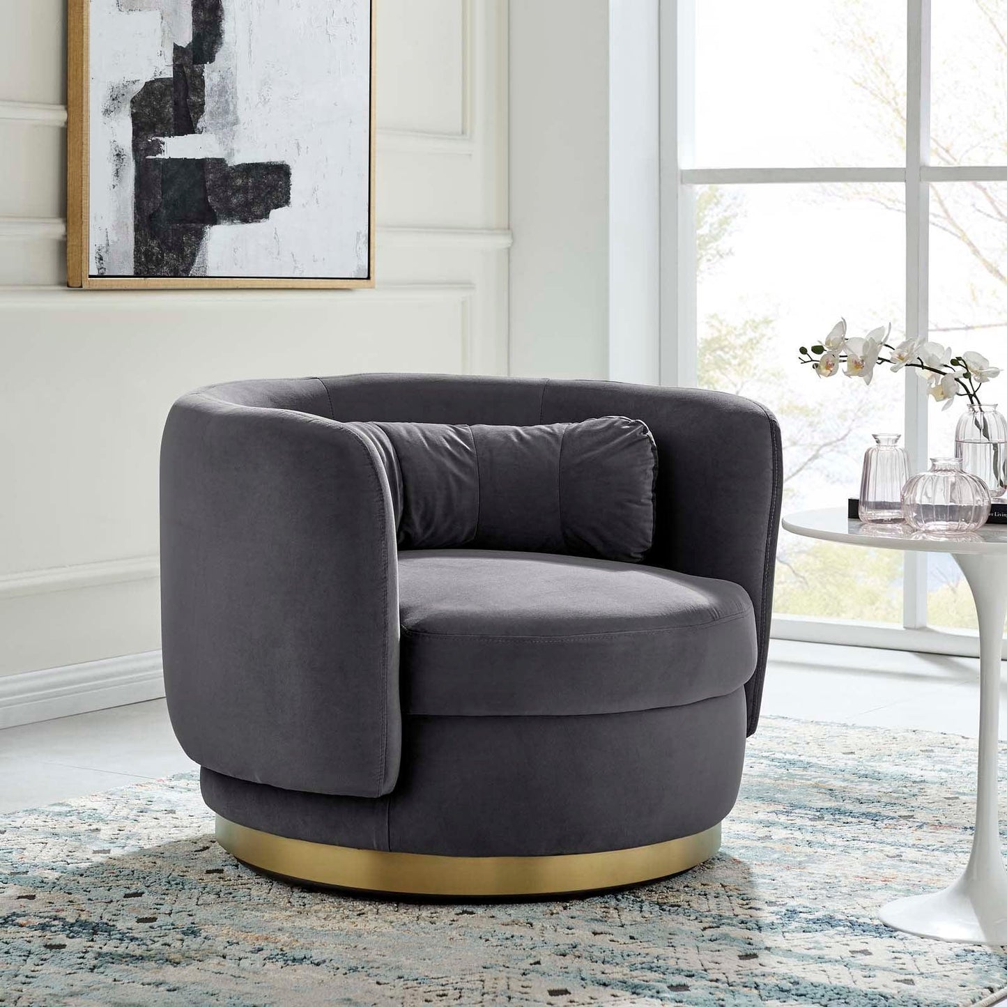 Modway Relish Performance Velvet Swivel Chair FredCo