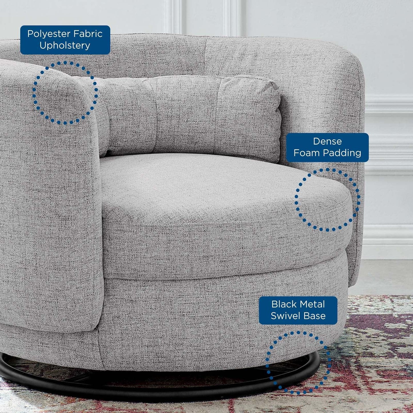 Modway Relish Upholstered Fabric Swivel Chair FredCo