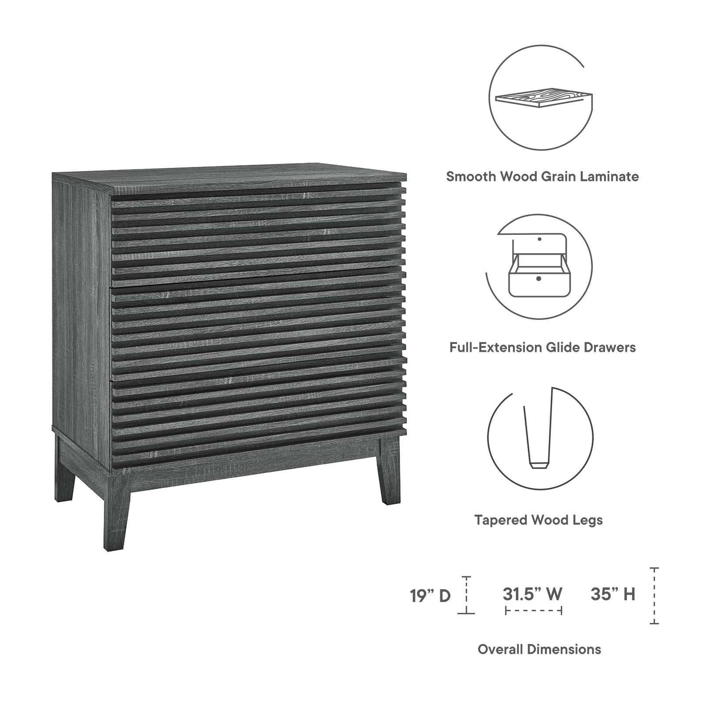 Modway Render 3-Drawer Bachelor's Chest FredCo