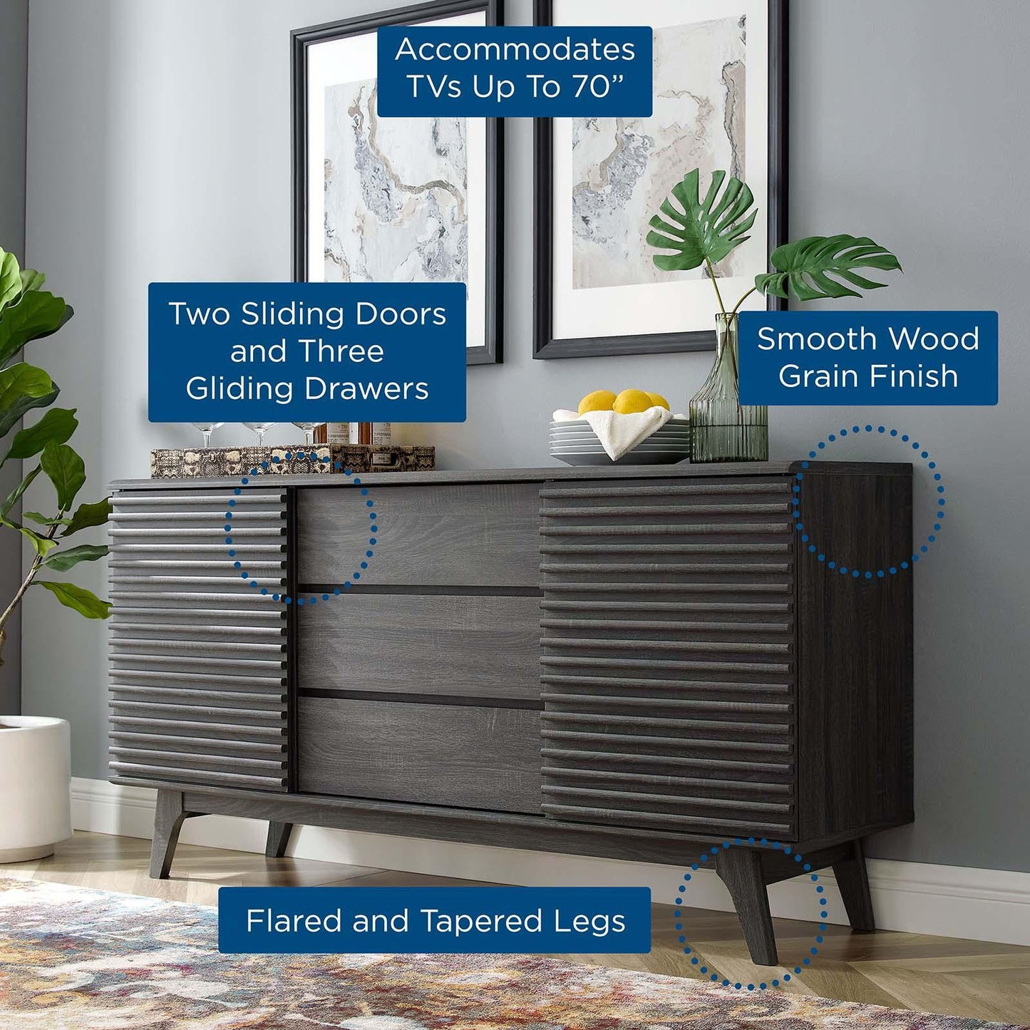 Modway Render 63" Sideboard Buffet Table or TV Stand FredCo