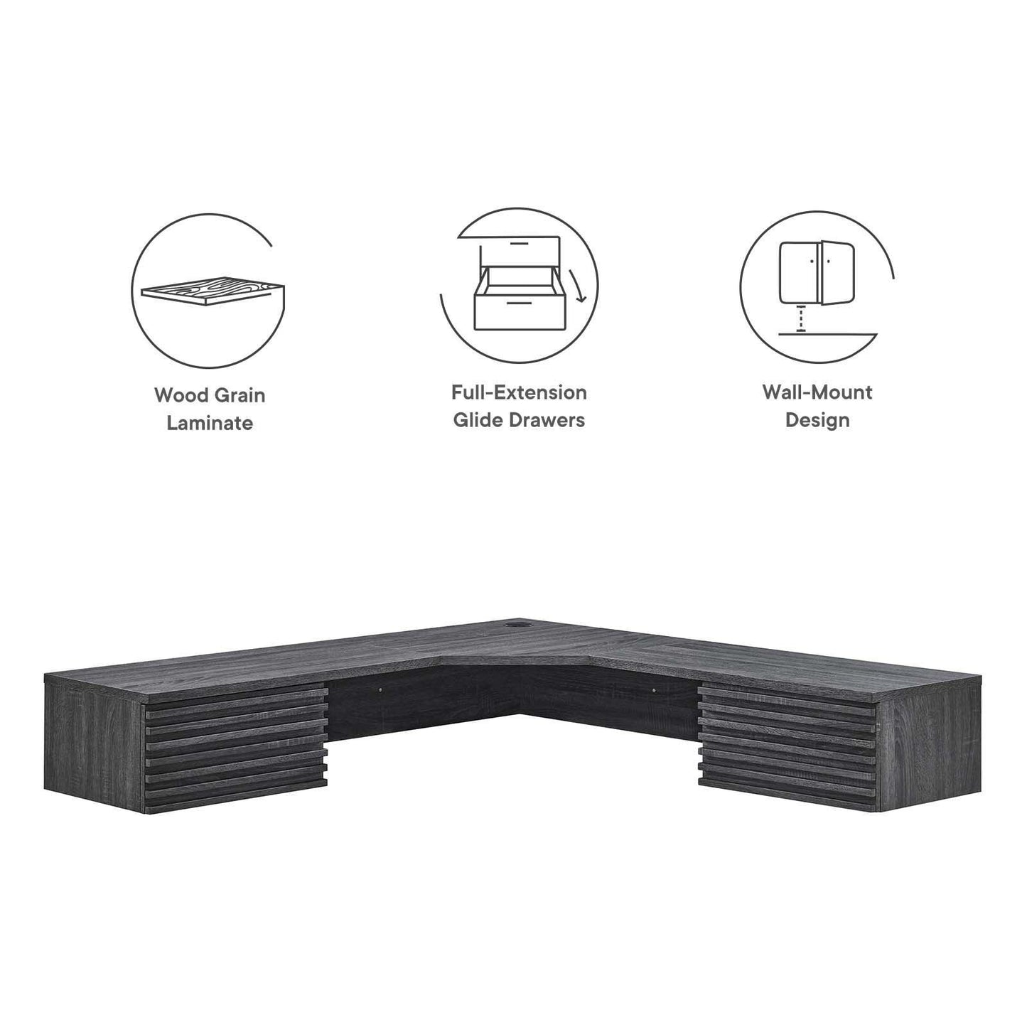 Modway Render Wall Mount Corner Office Desk FredCo