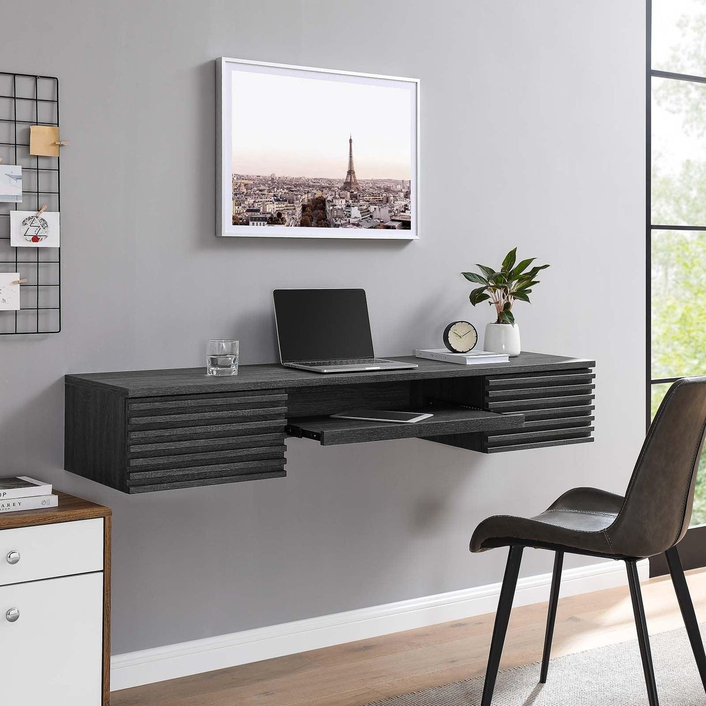 Modway Render Wall Mount Wood Office Desk 60” FredCo