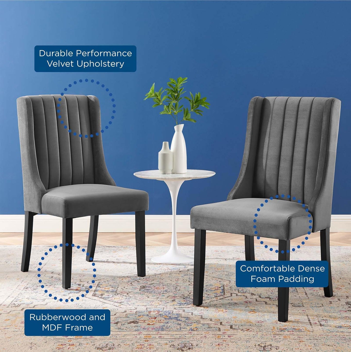 Modway Renew Parsons Performance Velvet Dining Side Chairs - Set of 2 FredCo