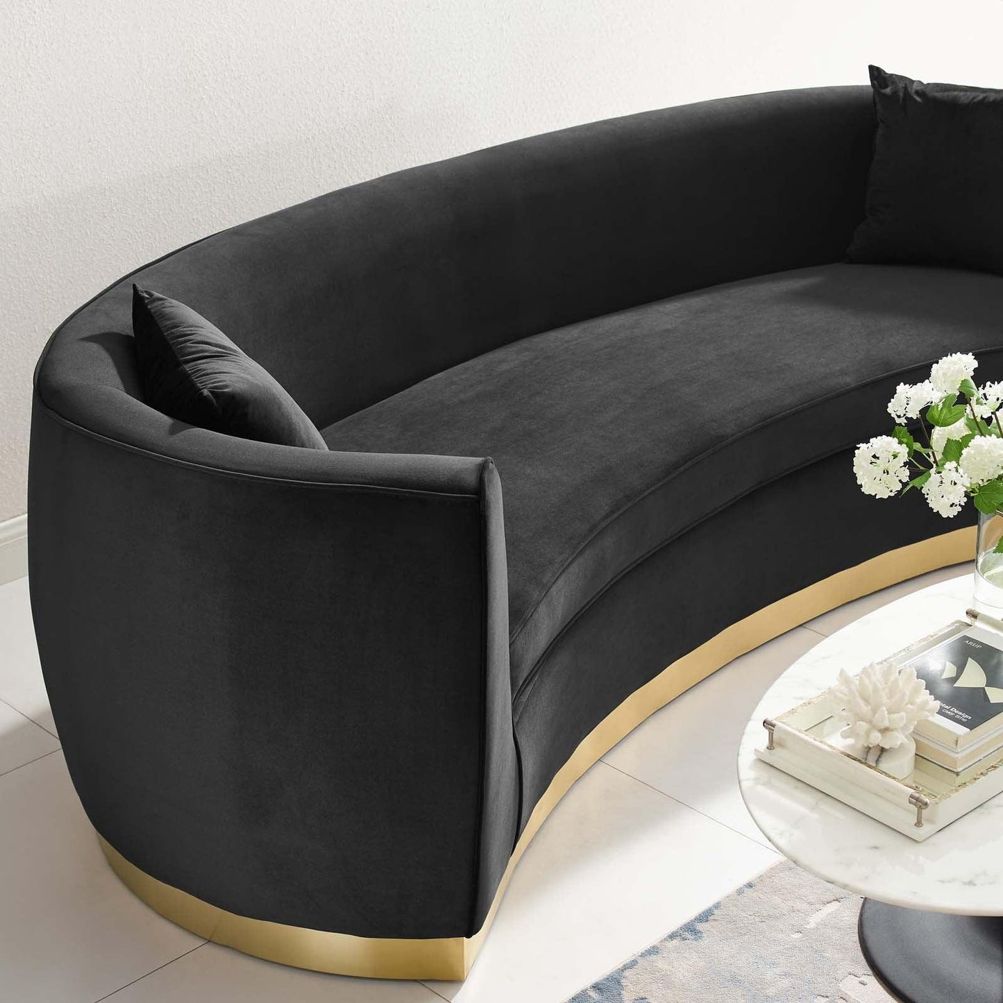 Modway Resolute Curved Performance Velvet Sofa FredCo