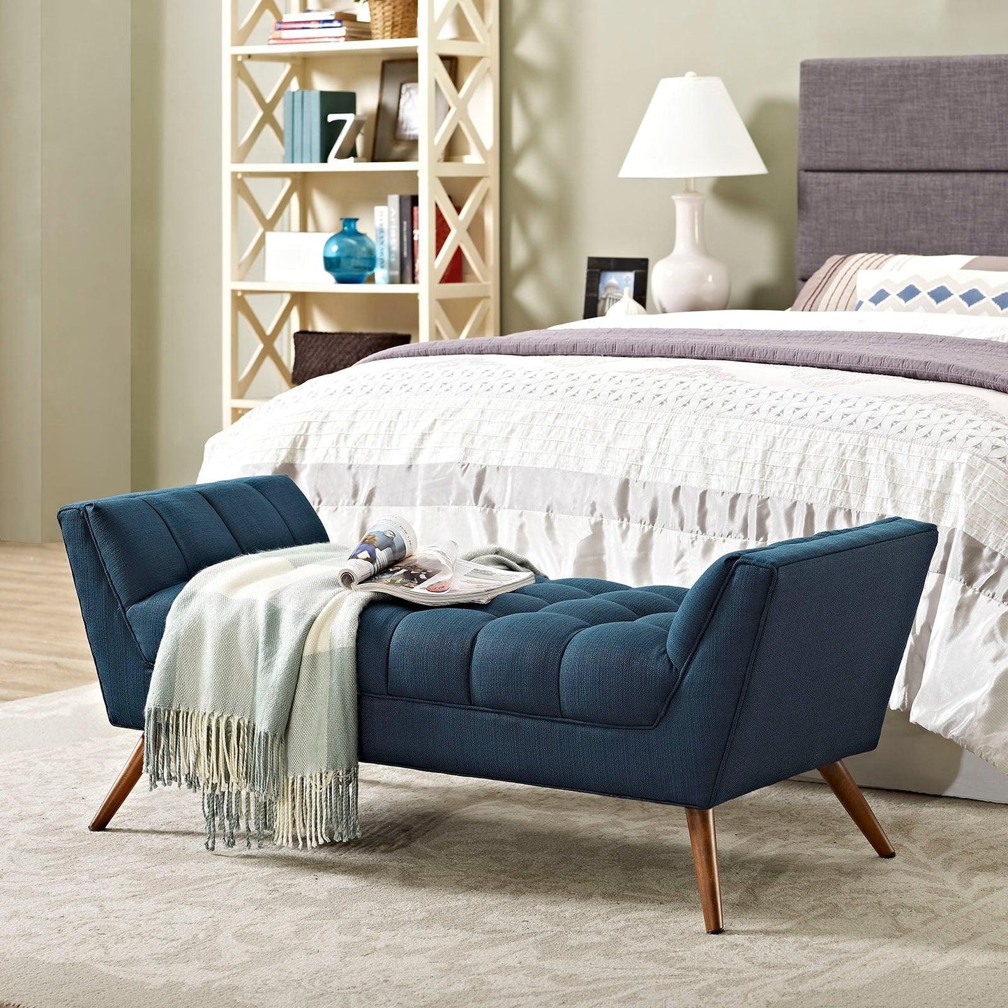 Modway Response Medium Upholstered Fabric Bench FredCo