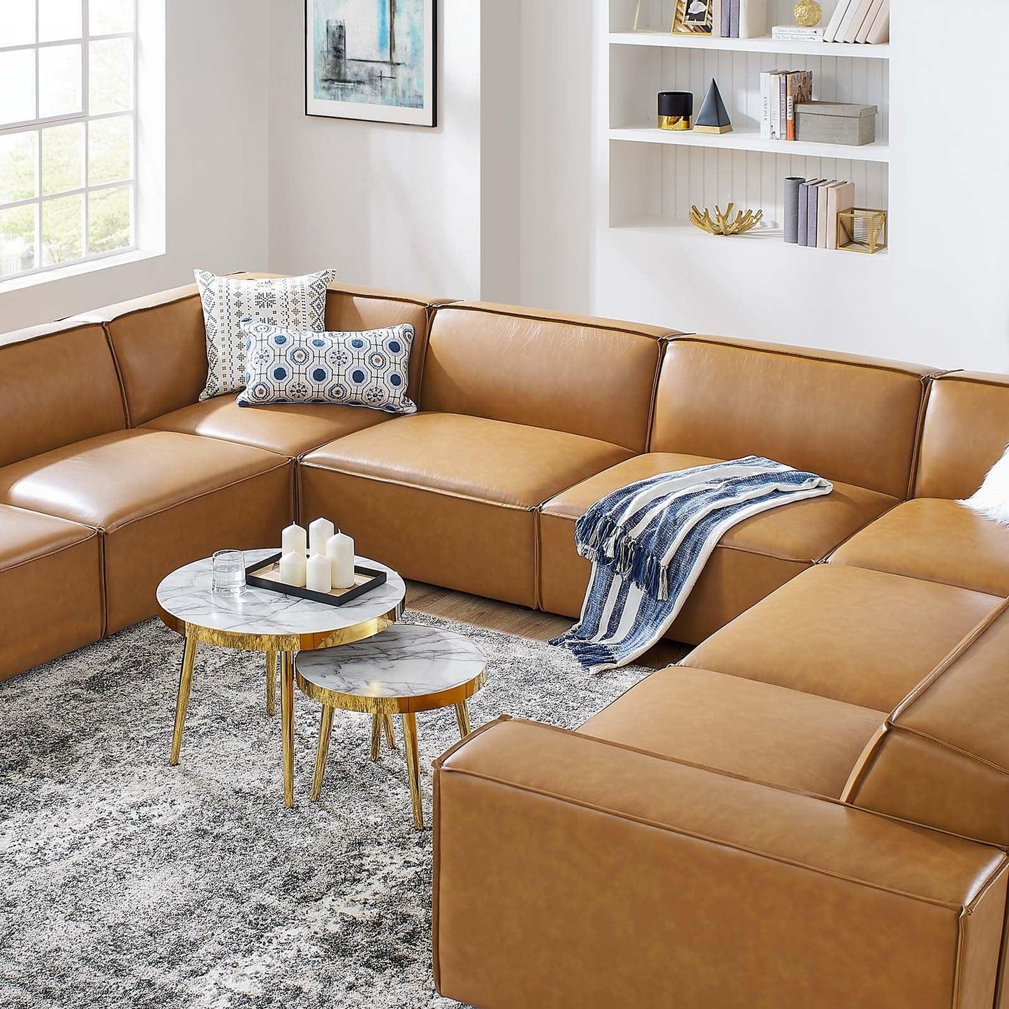 Modway Restore 8-Piece Vegan Leather Sectional Sofa FredCo