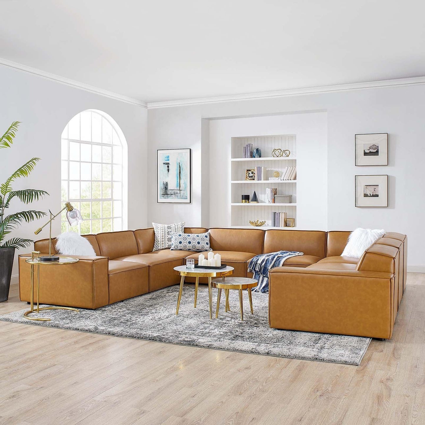 Modway Restore 8-Piece Vegan Leather Sectional Sofa FredCo