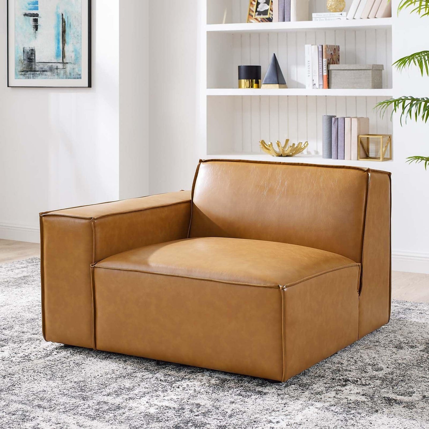 Modway Restore Left-Arm Vegan Leather Sectional Sofa Chair FredCo