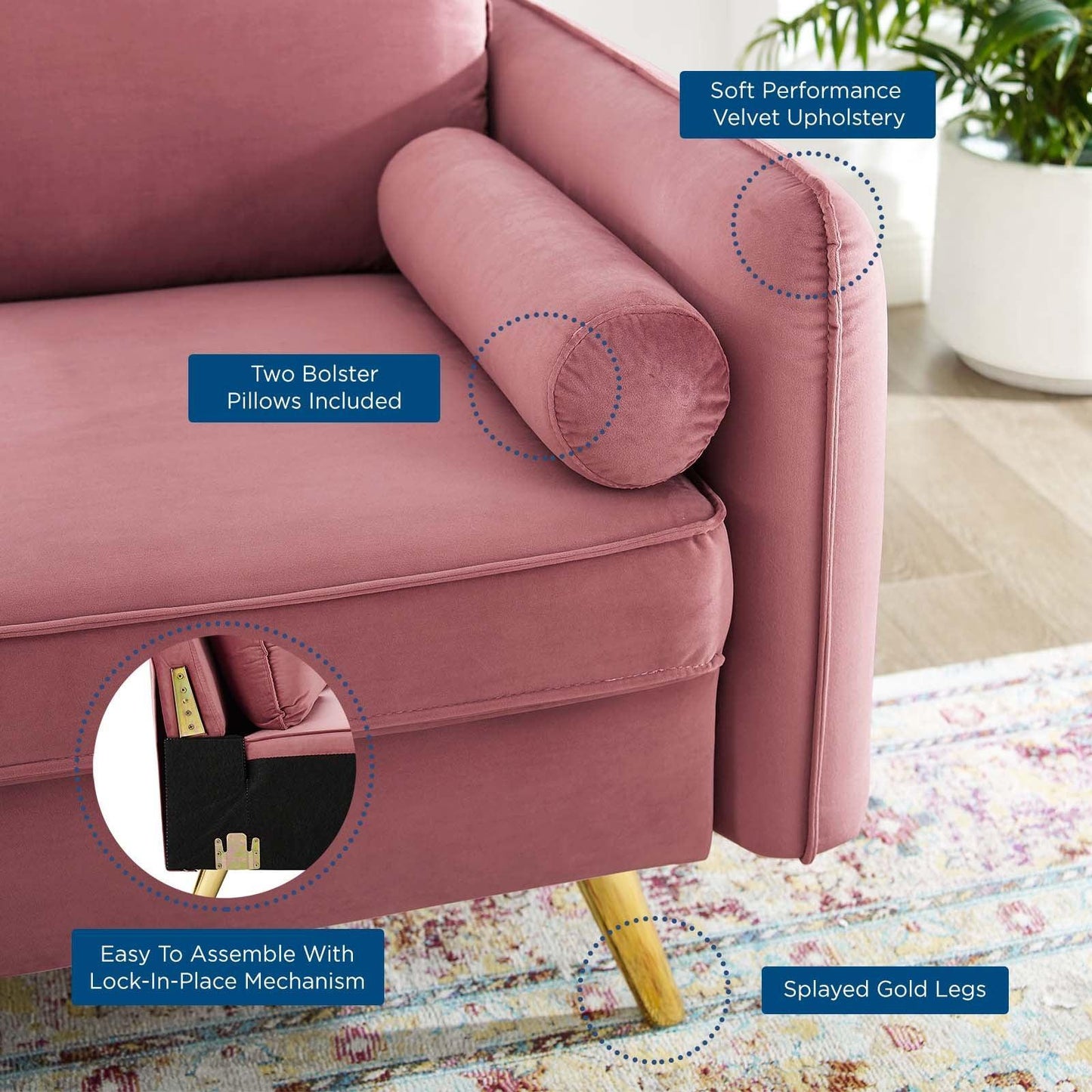 Modway Revive Performance Velvet Loveseat FredCo