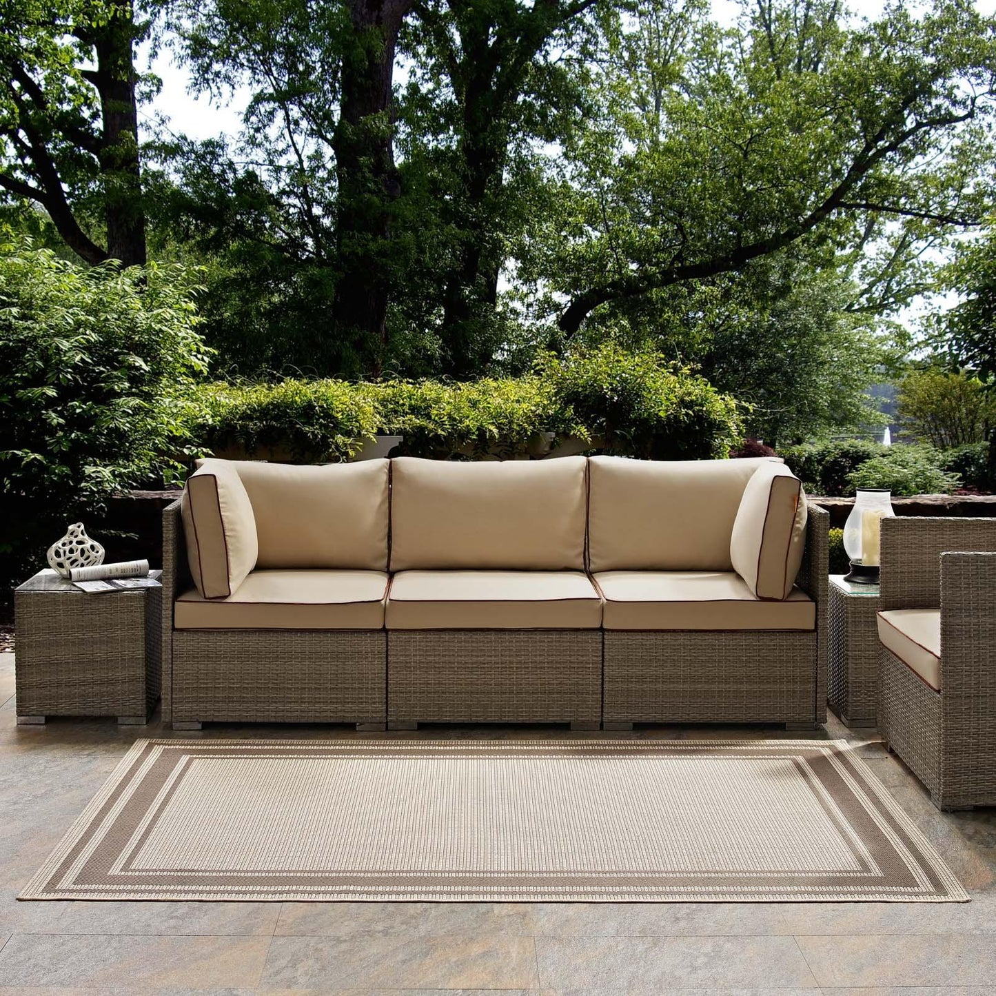Modway Rim Solid Border Indoor and Outdoor Area Rug FredCo