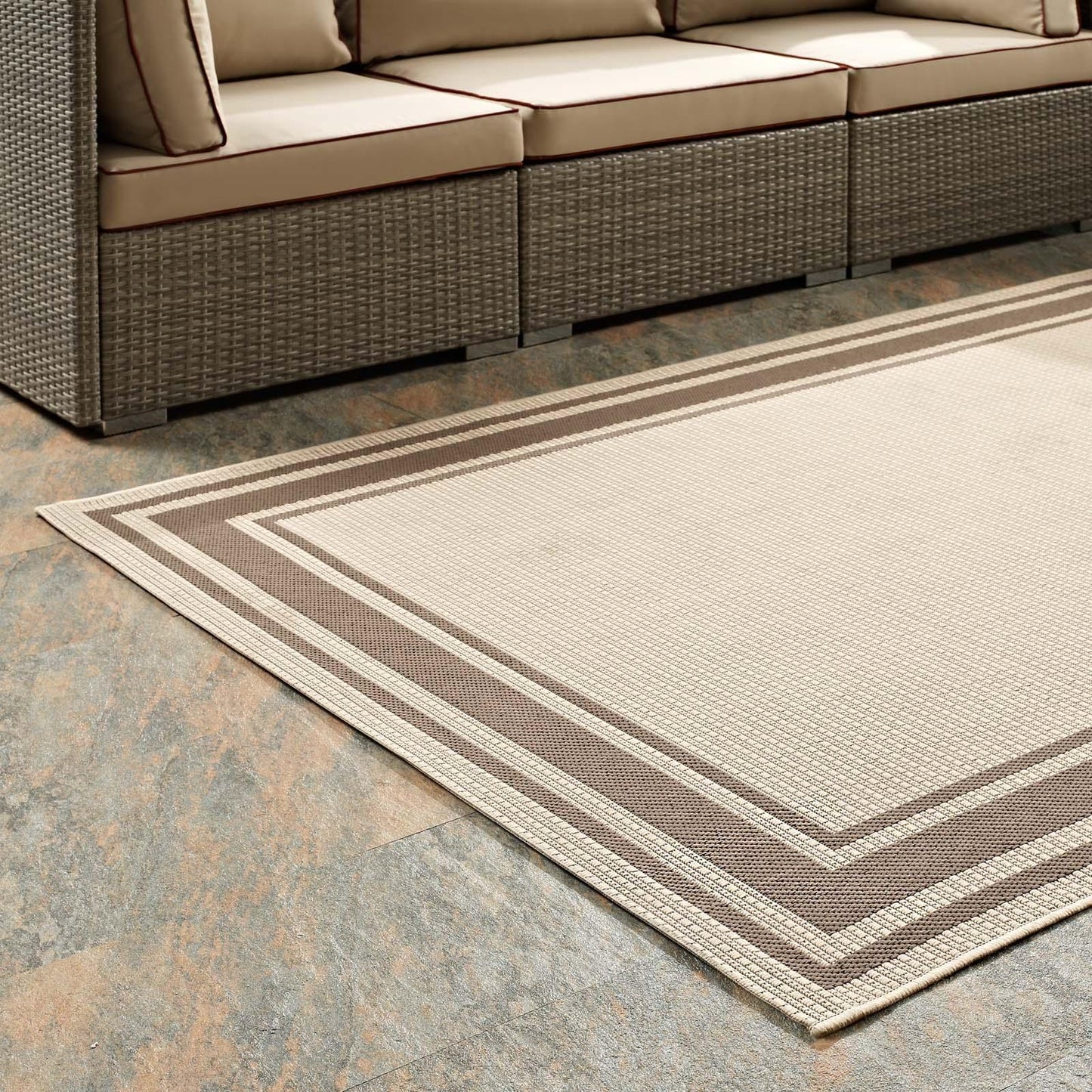 Modway Rim Solid Border Indoor and Outdoor Area Rug FredCo