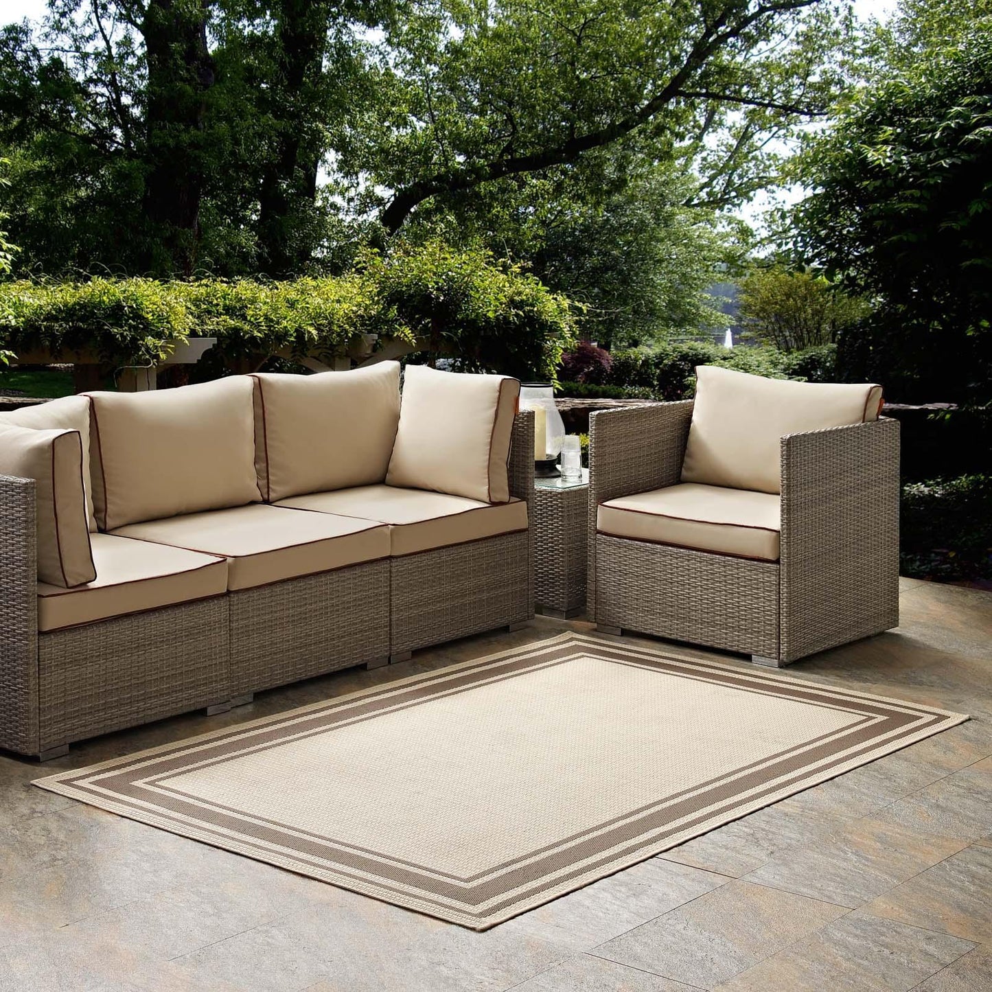 Modway Rim Solid Border Indoor and Outdoor Area Rug FredCo