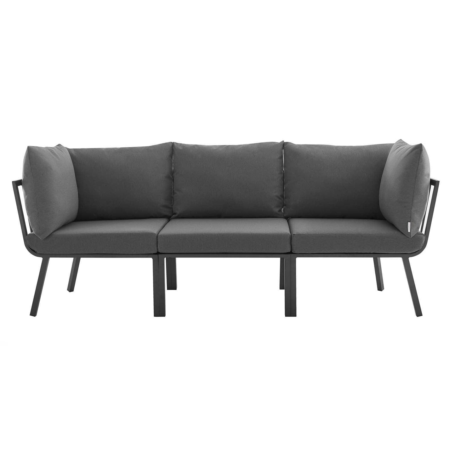 Modway Riverside 3 Piece Outdoor Patio Aluminum Sectional Sofa Set FredCo