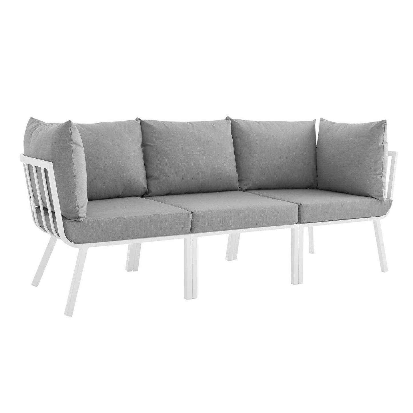 Modway Riverside 3 Piece Outdoor Patio Aluminum Sectional Sofa Set FredCo