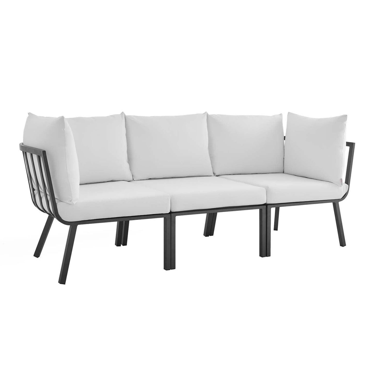 Modway Riverside 3 Piece Outdoor Patio Aluminum Sectional Sofa Set FredCo