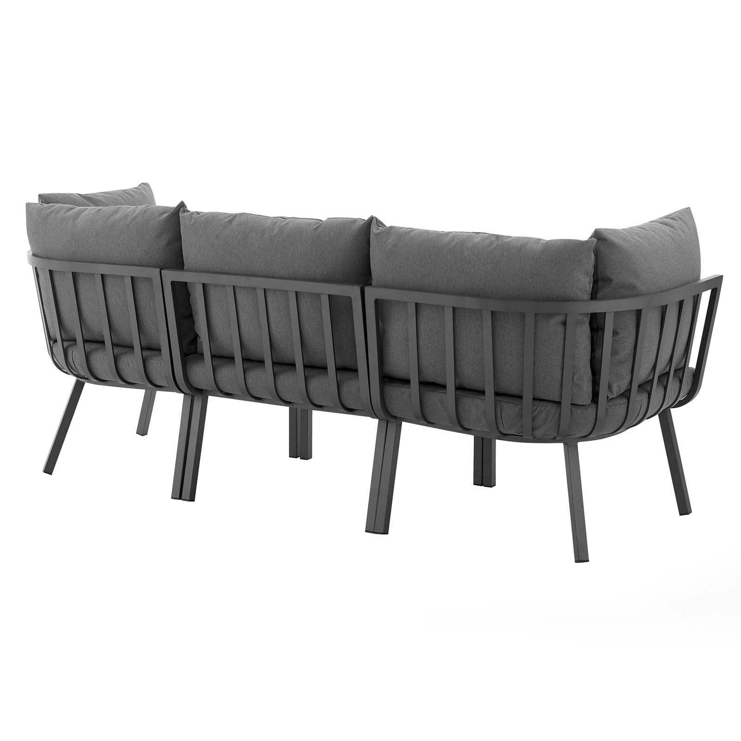 Modway Riverside 3 Piece Outdoor Patio Aluminum Sectional Sofa Set FredCo