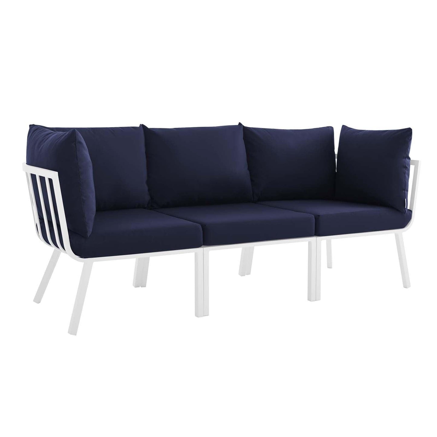 Modway Riverside 3 Piece Outdoor Patio Aluminum Sectional Sofa Set FredCo