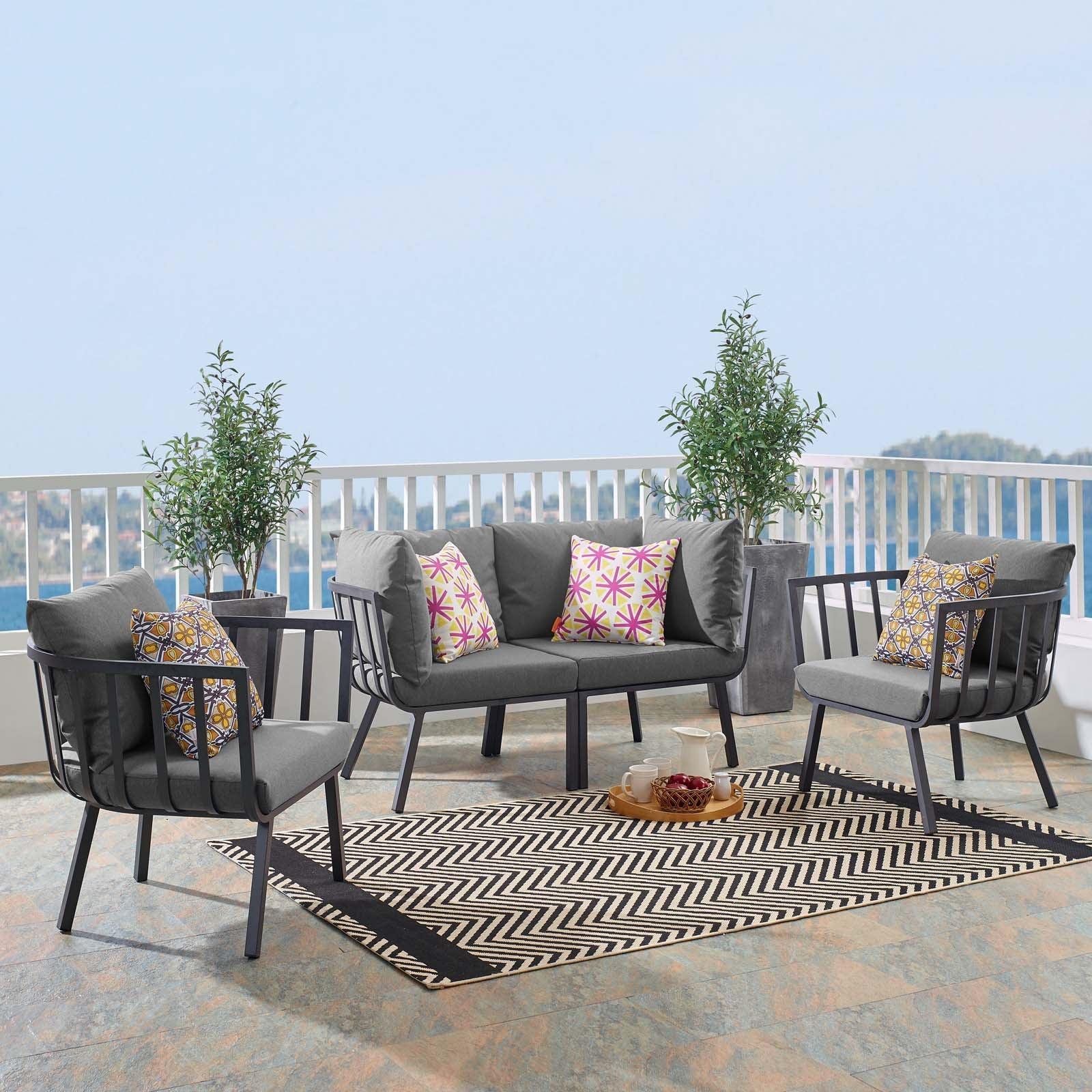 Modway Riverside 4 Piece Outdoor Patio Aluminum Set FredCo