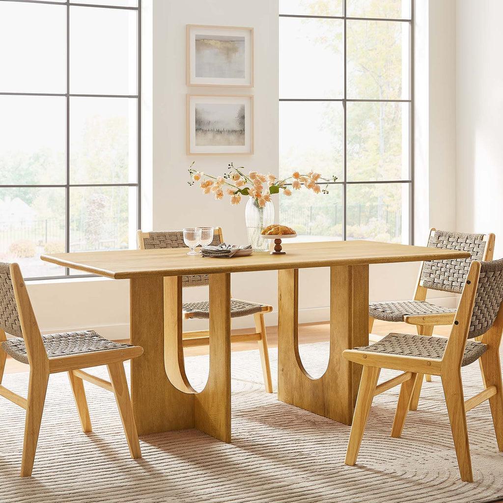 Modway Rivian Rectangular 70" Wood Dining Table Solid Mango Wood FredCo