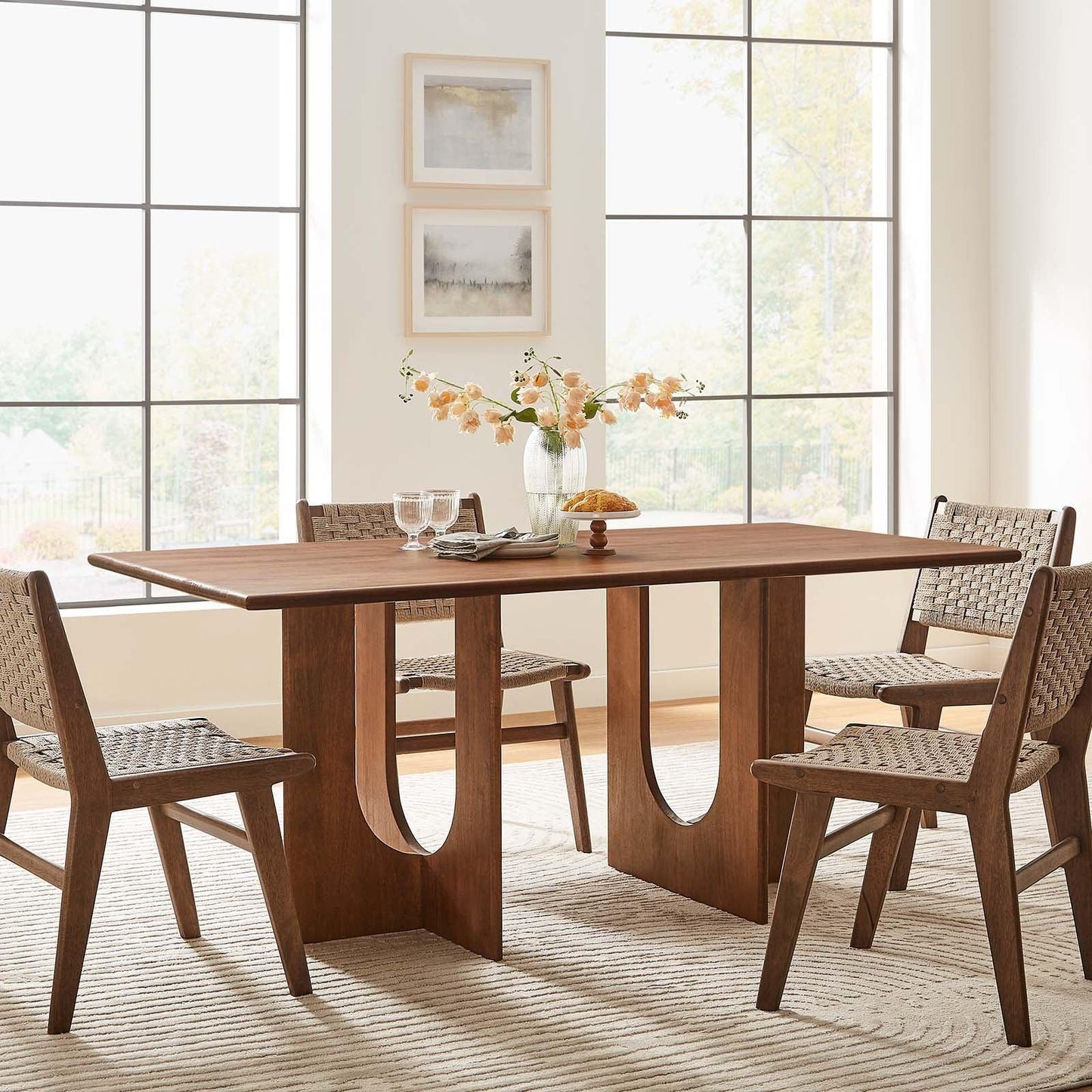 Modway Rivian Rectangular 70" Wood Dining Table Solid Mango Wood FredCo