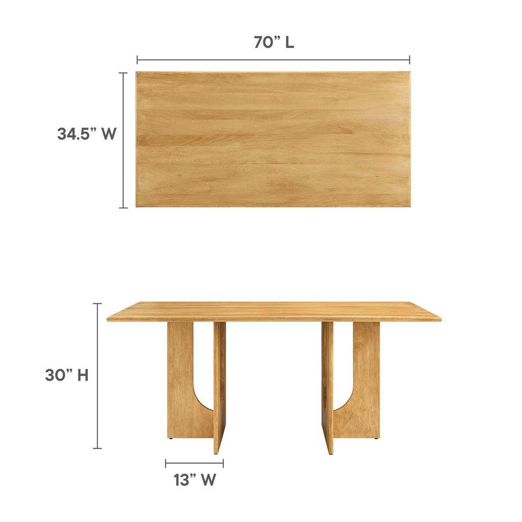 Modway Rivian Rectangular 70" Wood Dining Table Solid Mango Wood FredCo