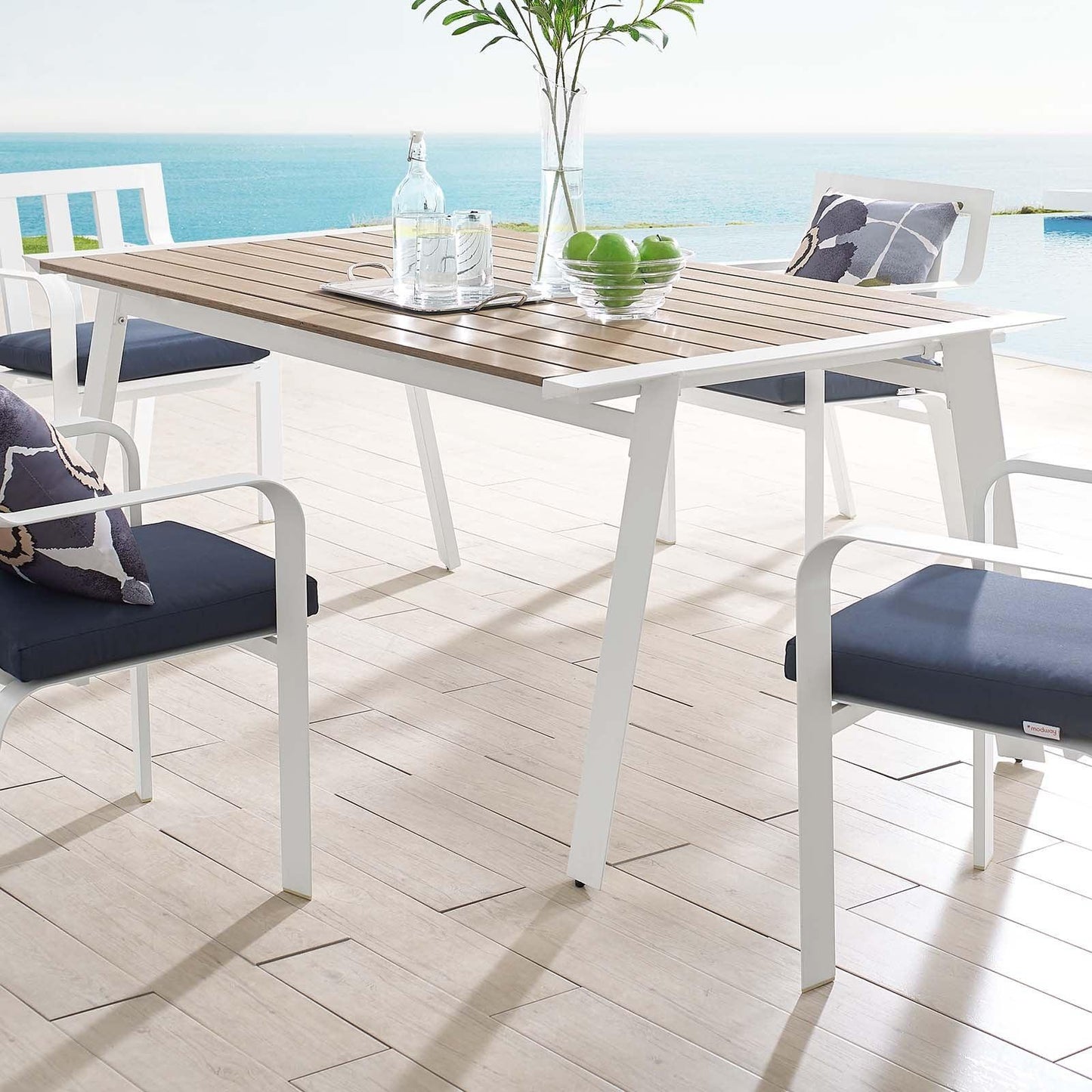 Modway Roanoke 73" Outdoor Patio Aluminum Dining Table FredCo