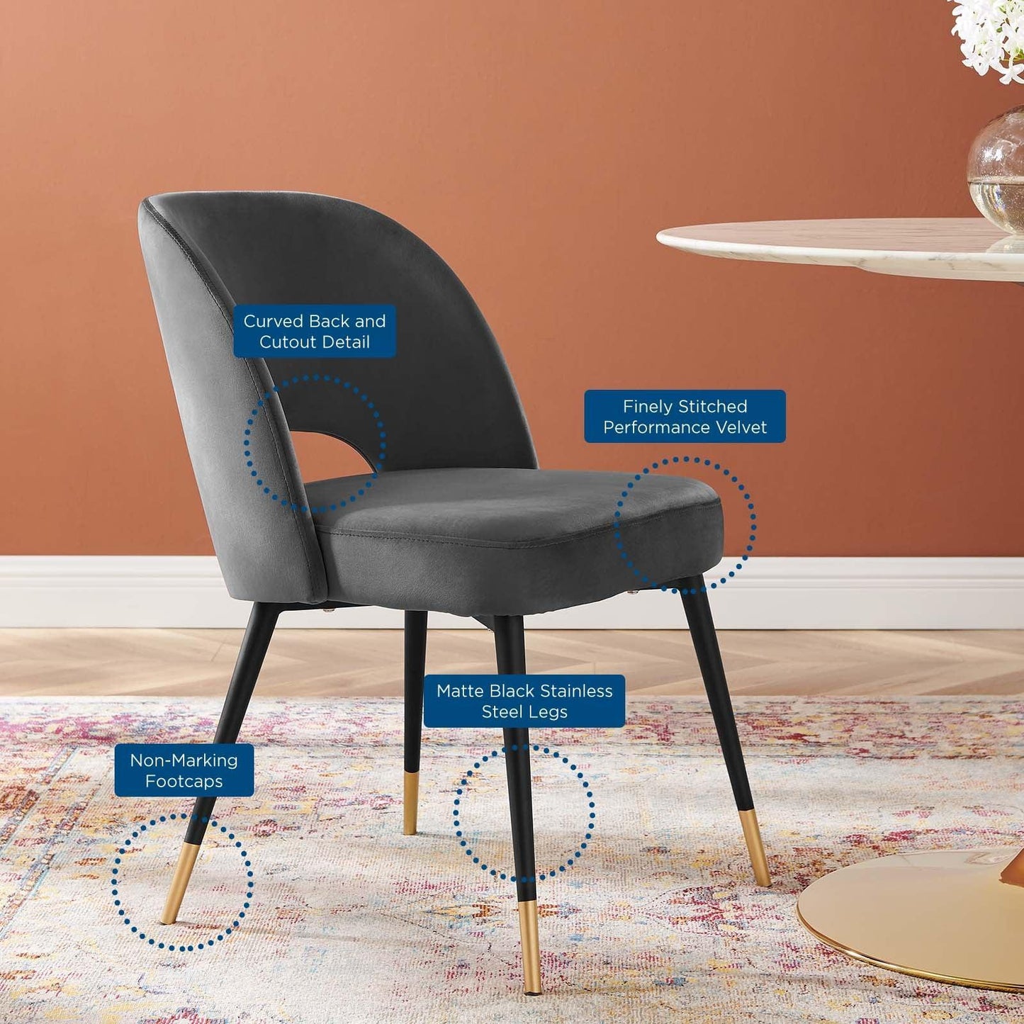 Modway Rouse Performance Velvet Dining Side Chair FredCo