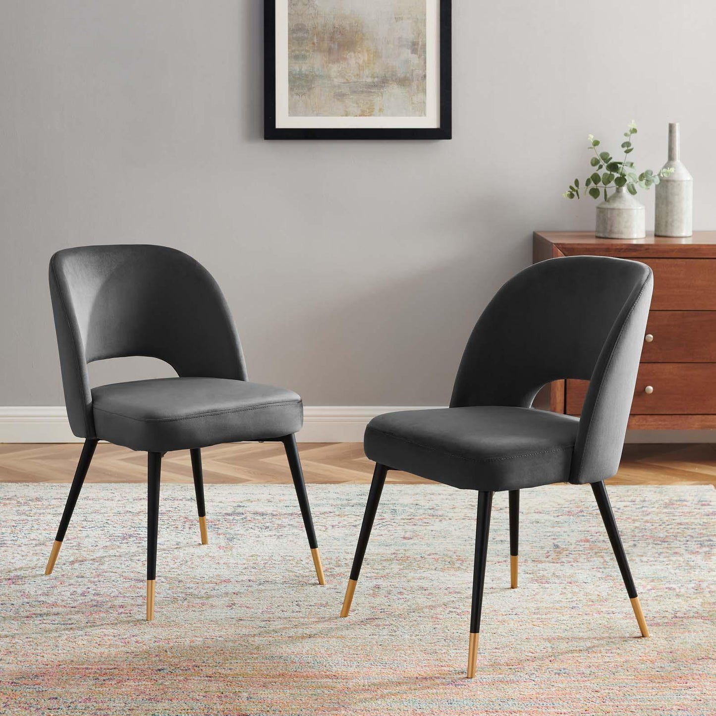 Modway Rouse Performance Velvet Dining Side Chairs - Set of 2 FredCo