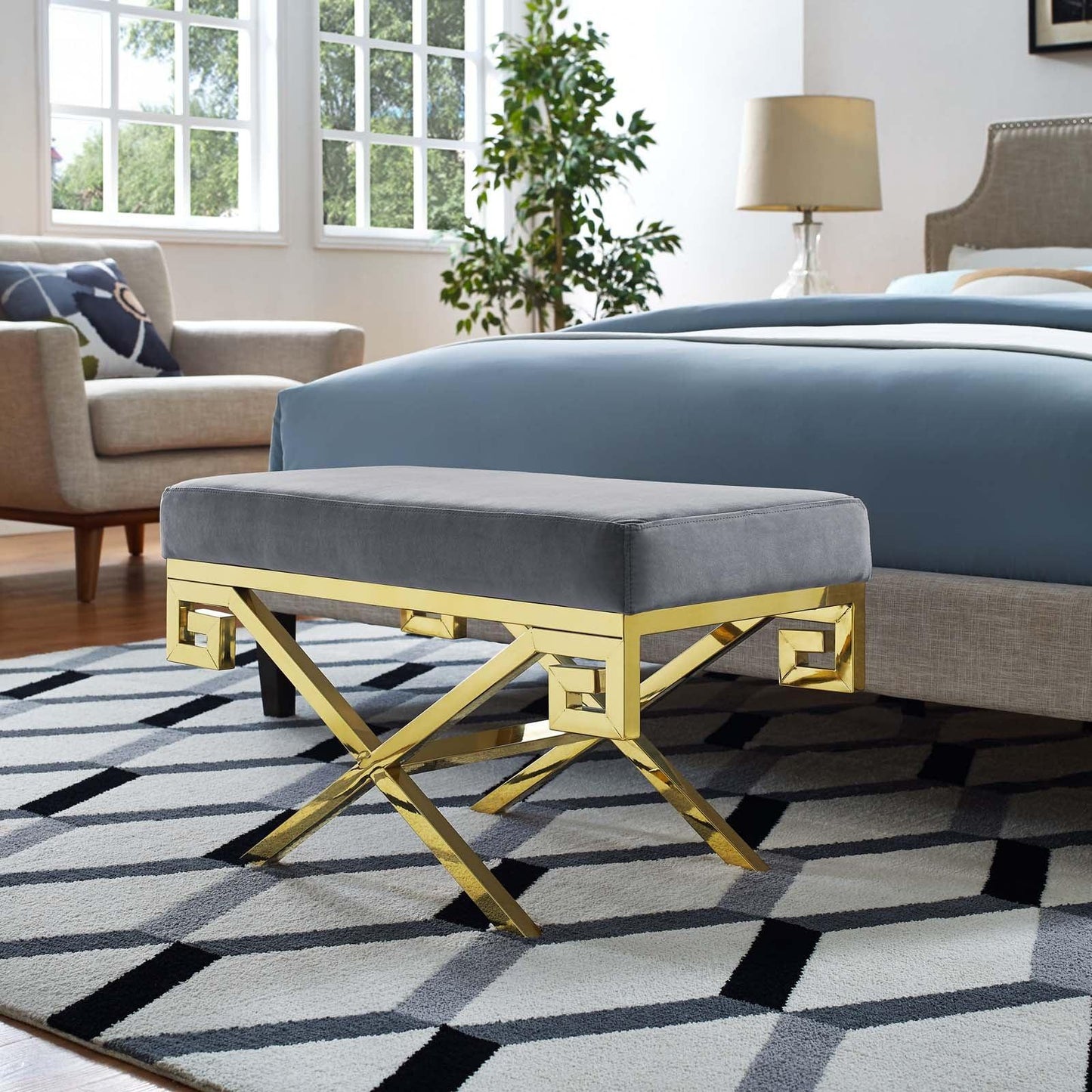 Modway Rove Velvet Performance Velvet Bench FredCo
