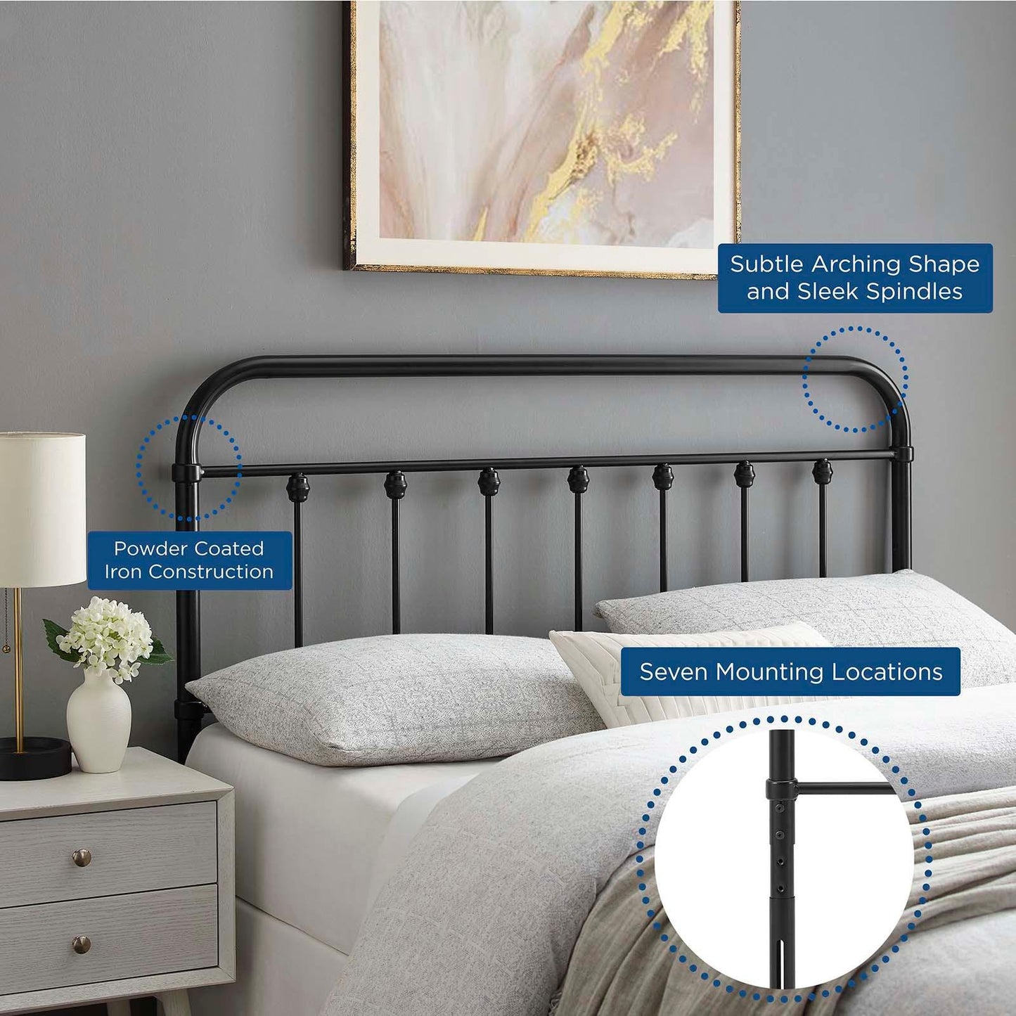 Modway Sage Queen Metal Headboard FredCo