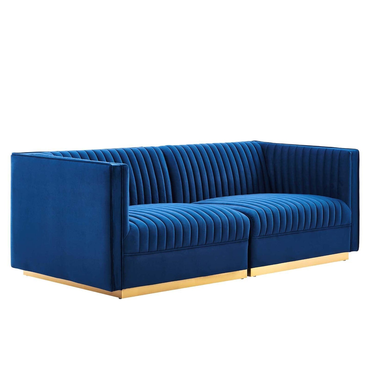 Modway Sanguine Channel Tufted Performance Velvet Modular Sectional Sofa Loveseat FredCo