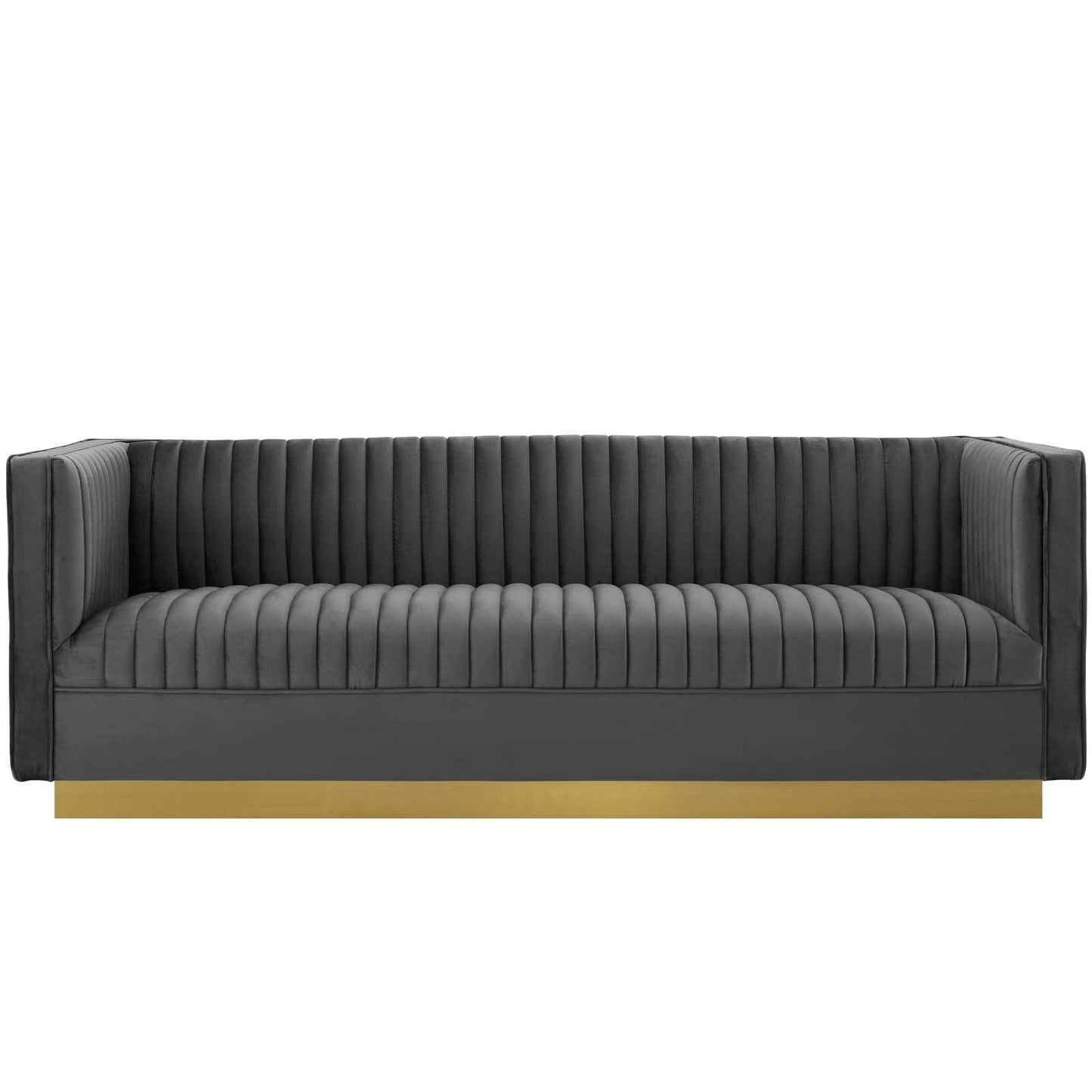 Modway Sanguine Vertical Channel Tufted Performance Velvet Sofa FredCo