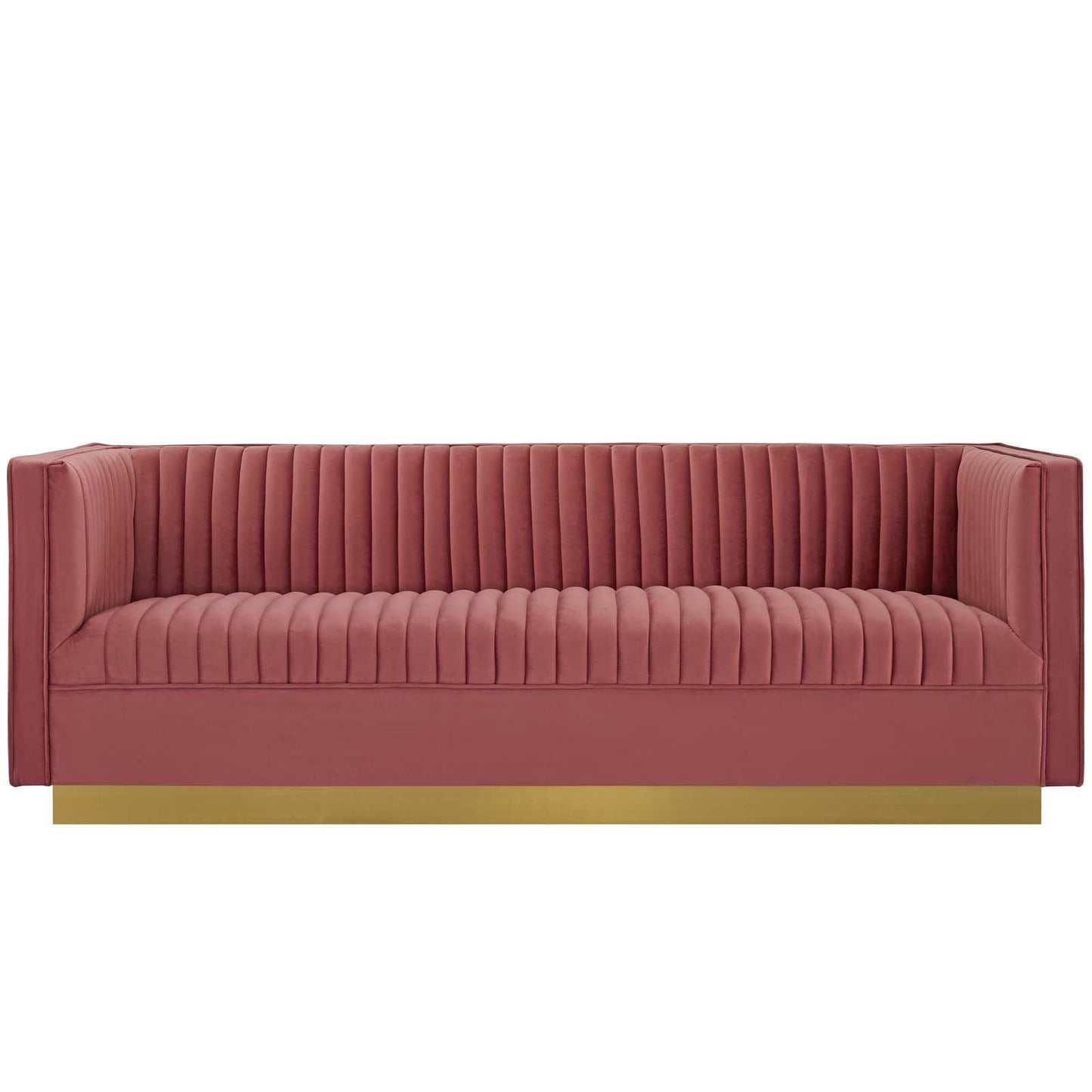 Modway Sanguine Vertical Channel Tufted Performance Velvet Sofa FredCo