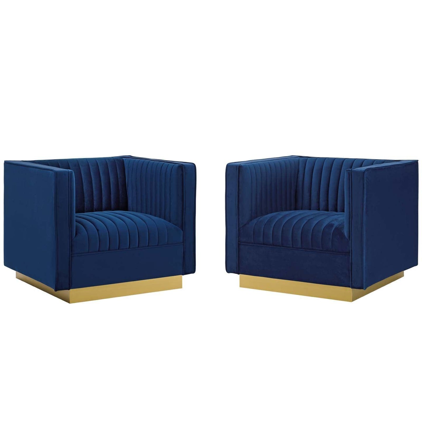 Modway Sanguine Vertical Channel Tufted Upholstered Performance Velvet Armchair Set of 2 FredCo