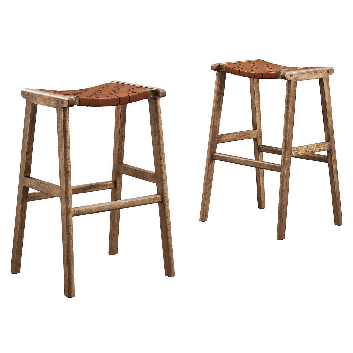Modway Saoirse Faux Leather Wood Bar Stool - Set of 2, EEI-6549 FredCo