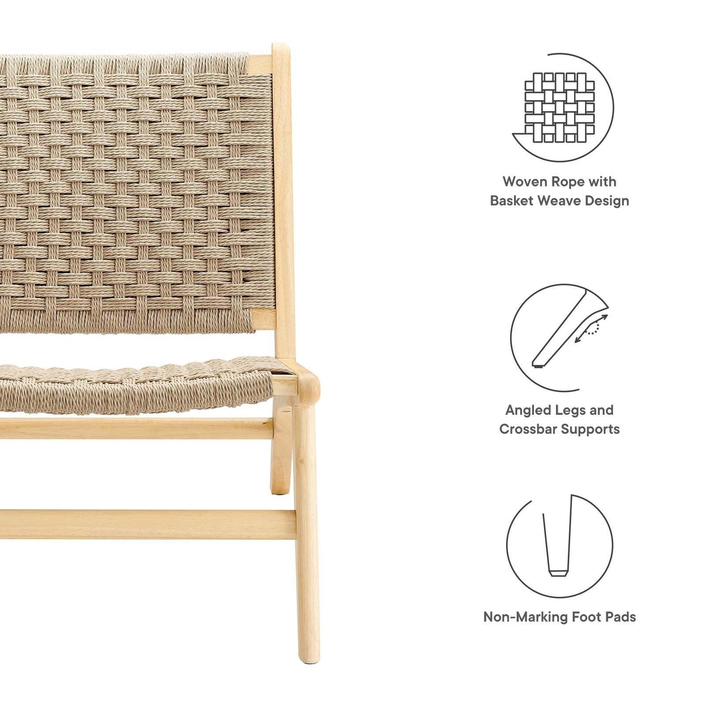 Modway Saoirse Woven Rope Wood Accent Lounge Chair, EEI-6543 FredCo