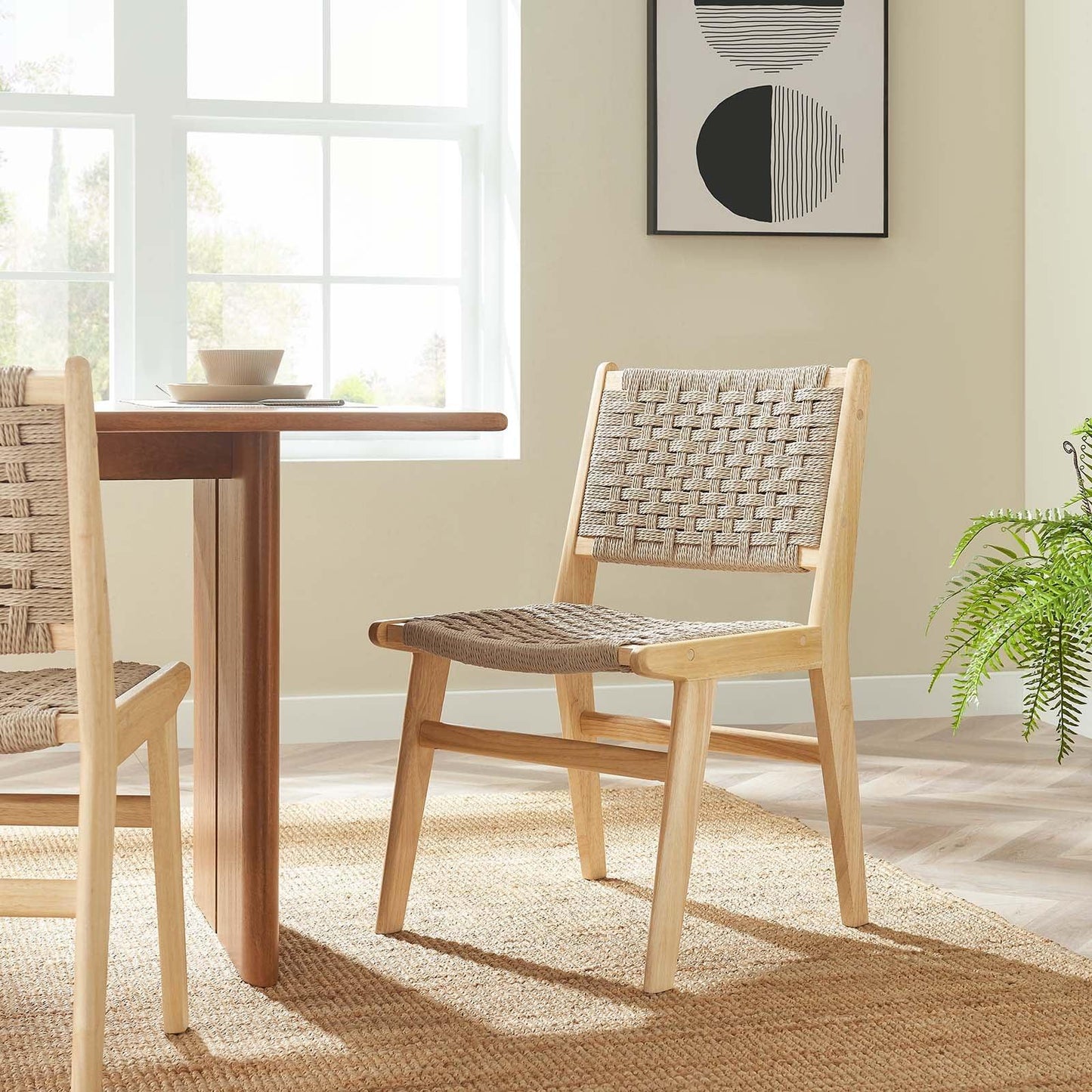 Modway Saoirse Woven Rope Wood Dining Side Chair, EEI-6545 FredCo