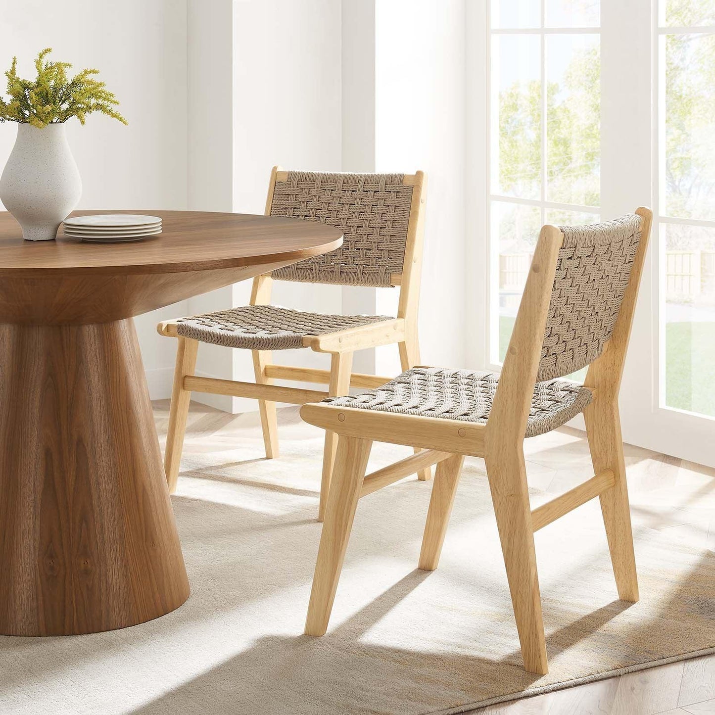 Modway Saoirse Woven Rope Wood Dining Side Chair, EEI-6545 FredCo